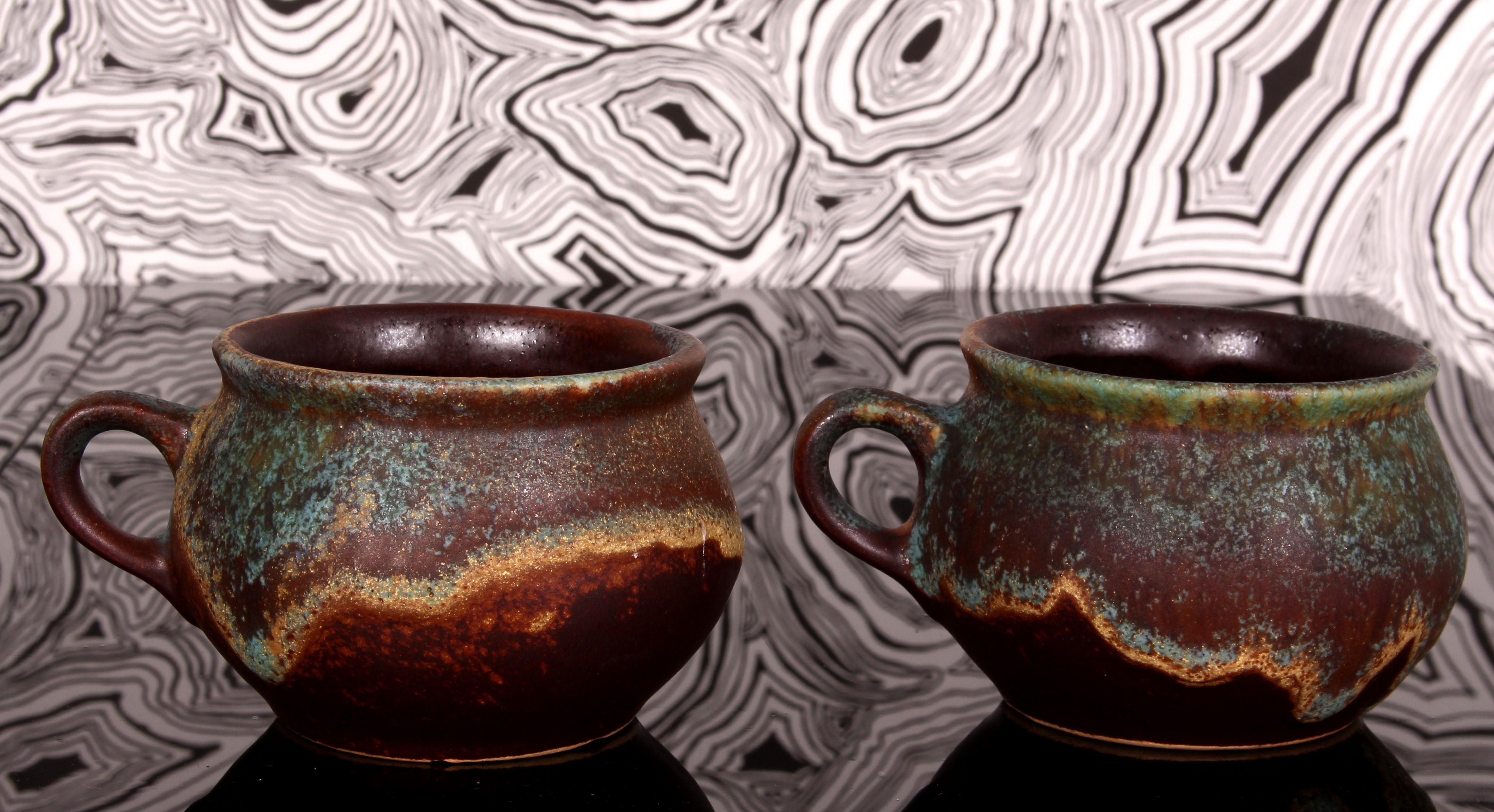 SET di Punch Bowle artistici di metà secolo + 6 tazze Finlandia ceramica d'arte in vendita 5