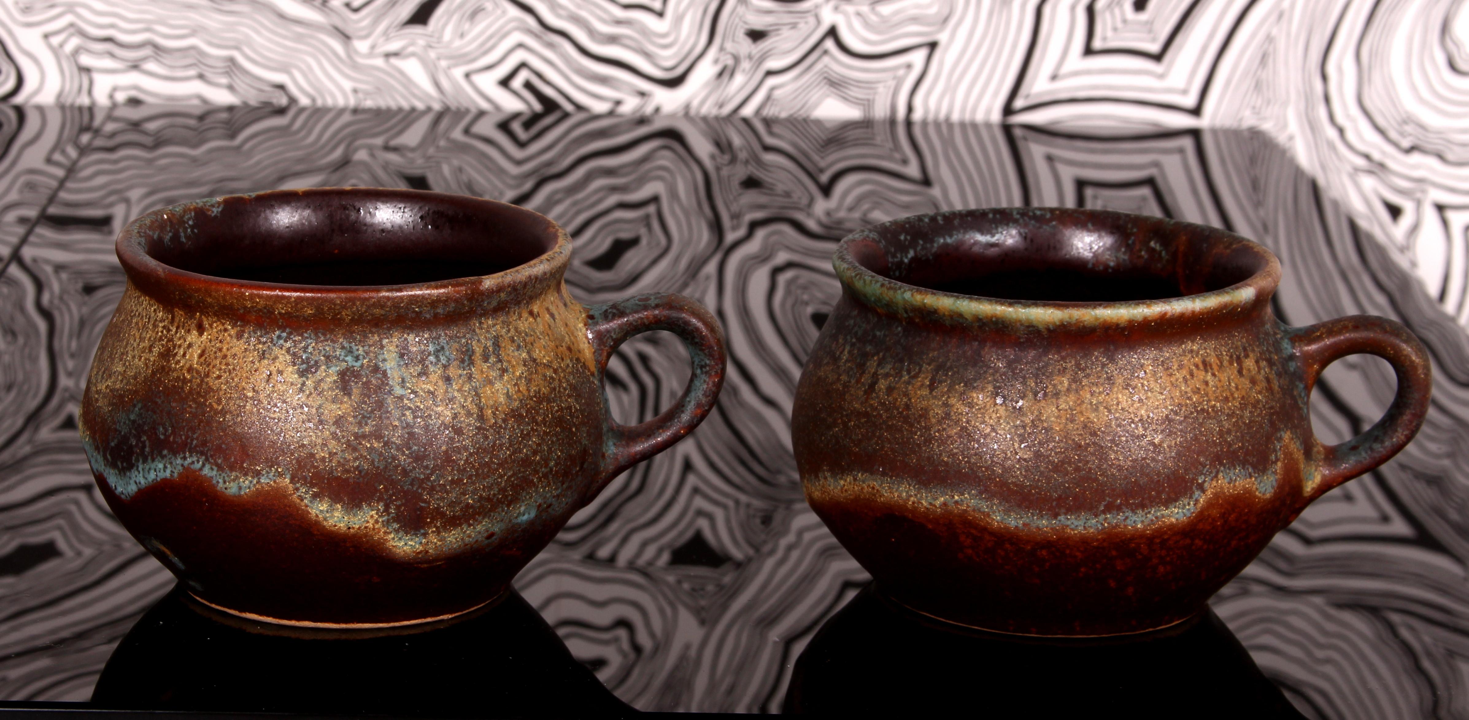 SET di Punch Bowle artistici di metà secolo + 6 tazze Finlandia ceramica d'arte in vendita 6