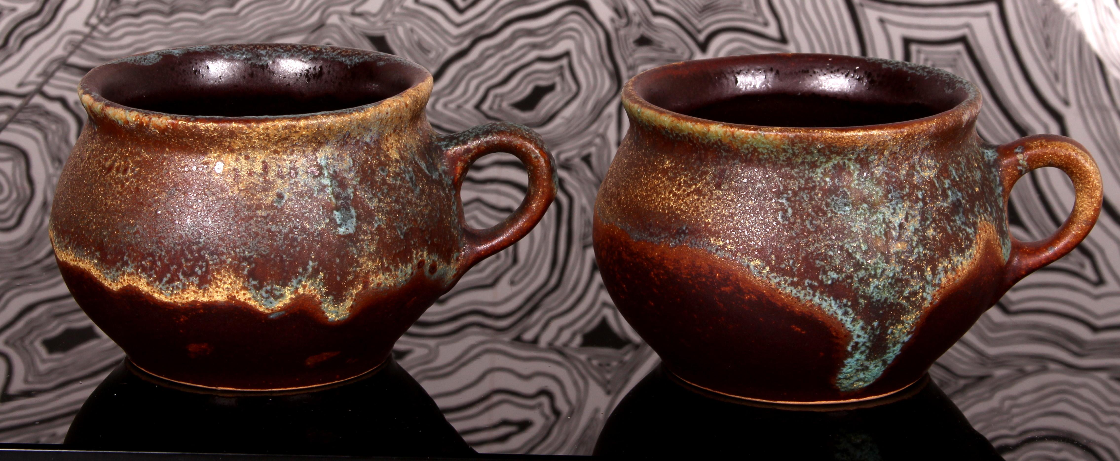 SET di Punch Bowle artistici di metà secolo + 6 tazze Finlandia ceramica d'arte in vendita 7