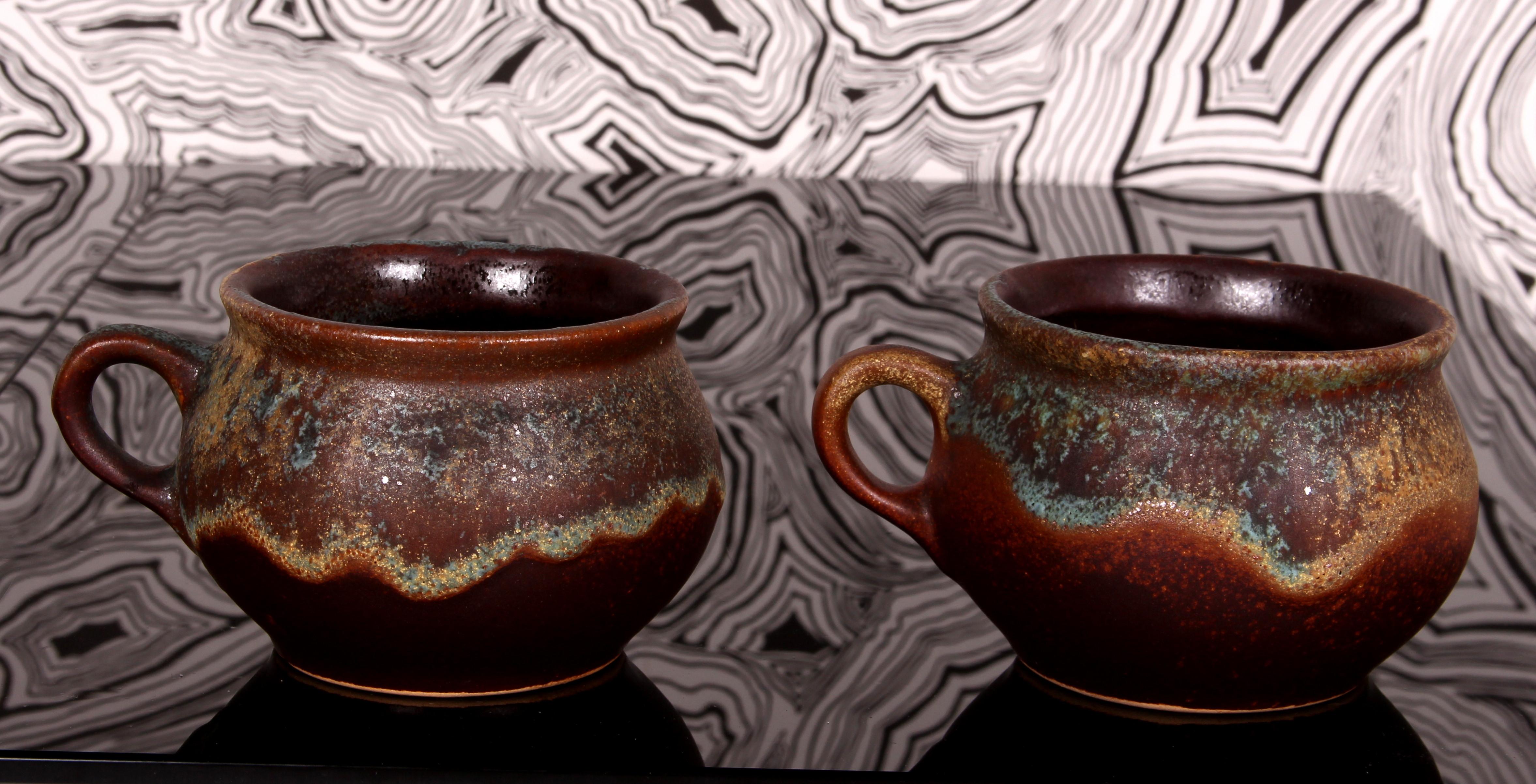 SET di Punch Bowle artistici di metà secolo + 6 tazze Finlandia ceramica d'arte in vendita 8