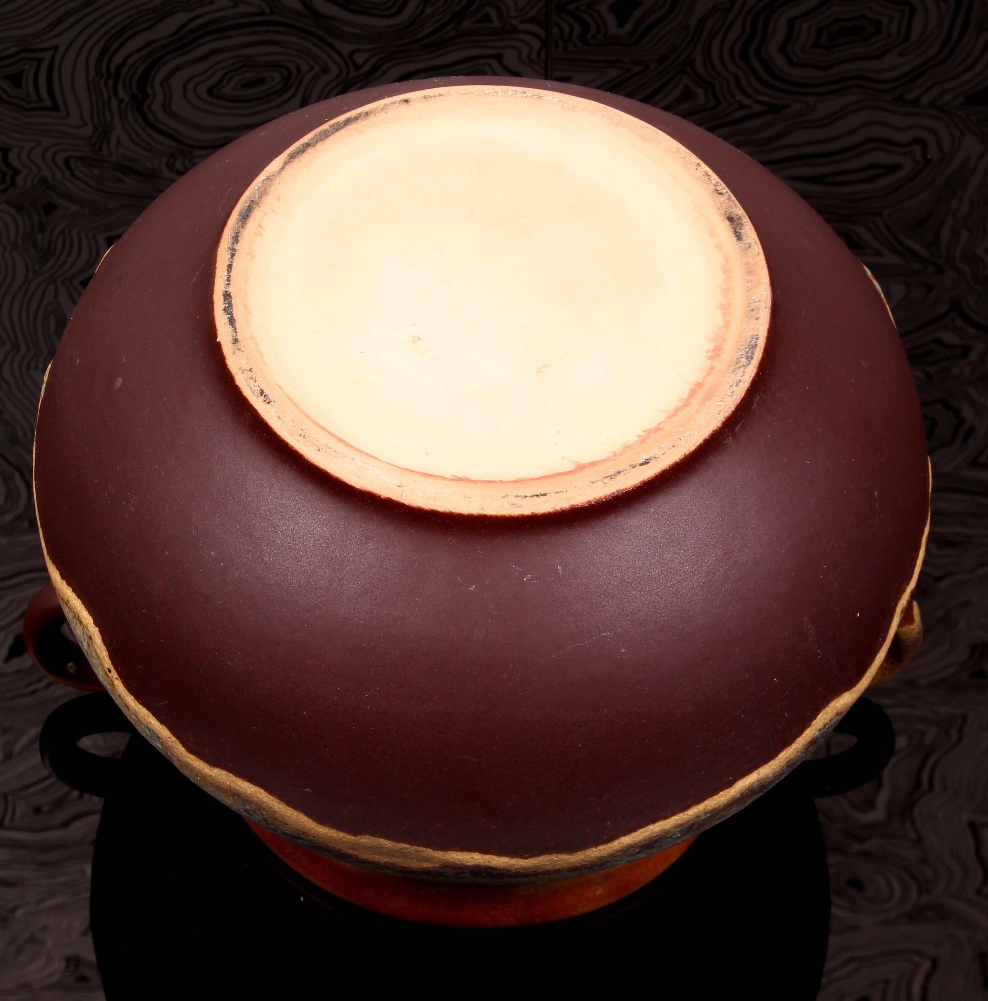 Smaltato SET di Punch Bowle artistici di metà secolo + 6 tazze Finlandia ceramica d'arte in vendita