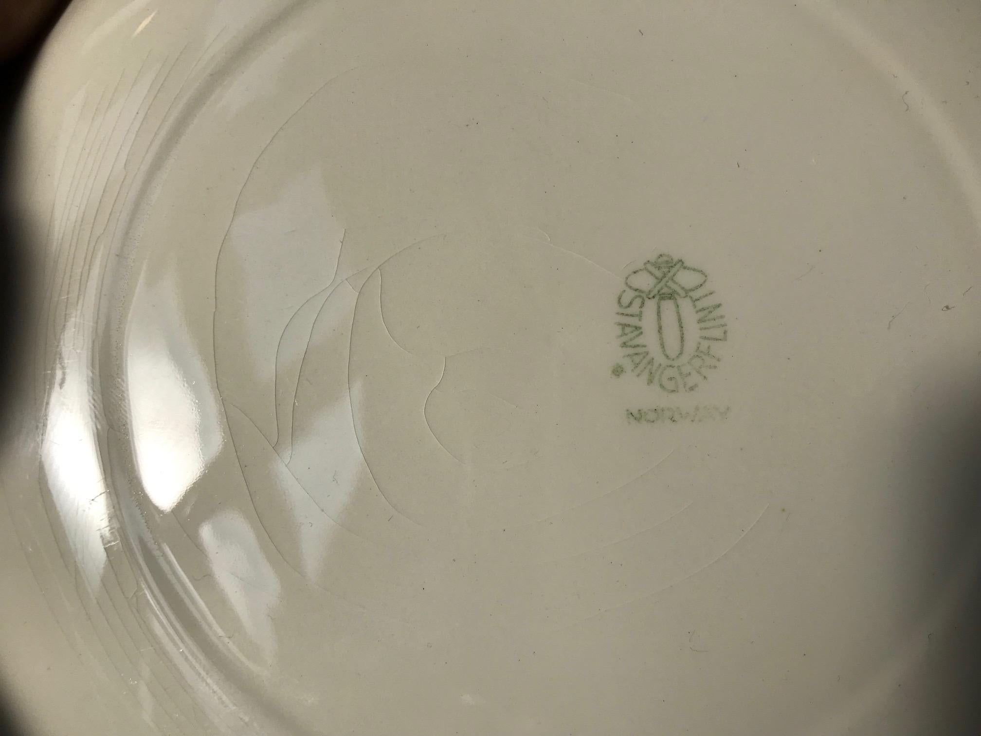 Mid-Century Modern Set of Midcentury Ceramic Fish Plates by Inger Waage for Stavangerflint, 1950s