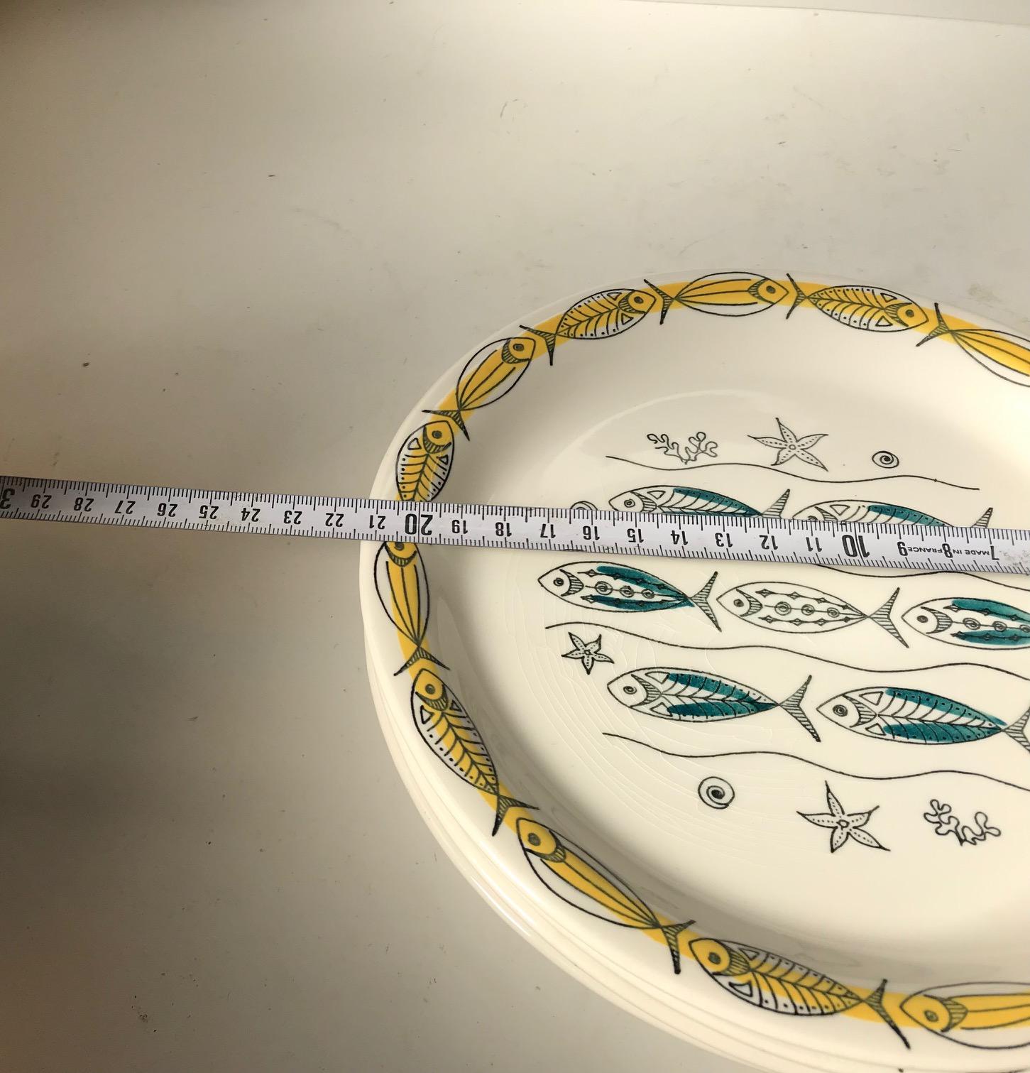 Danish Set of Midcentury Ceramic Fish Plates by Inger Waage for Stavangerflint, 1950s