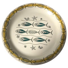 Vintage Set of Midcentury Ceramic Fish Plates by Inger Waage for Stavangerflint, 1950s