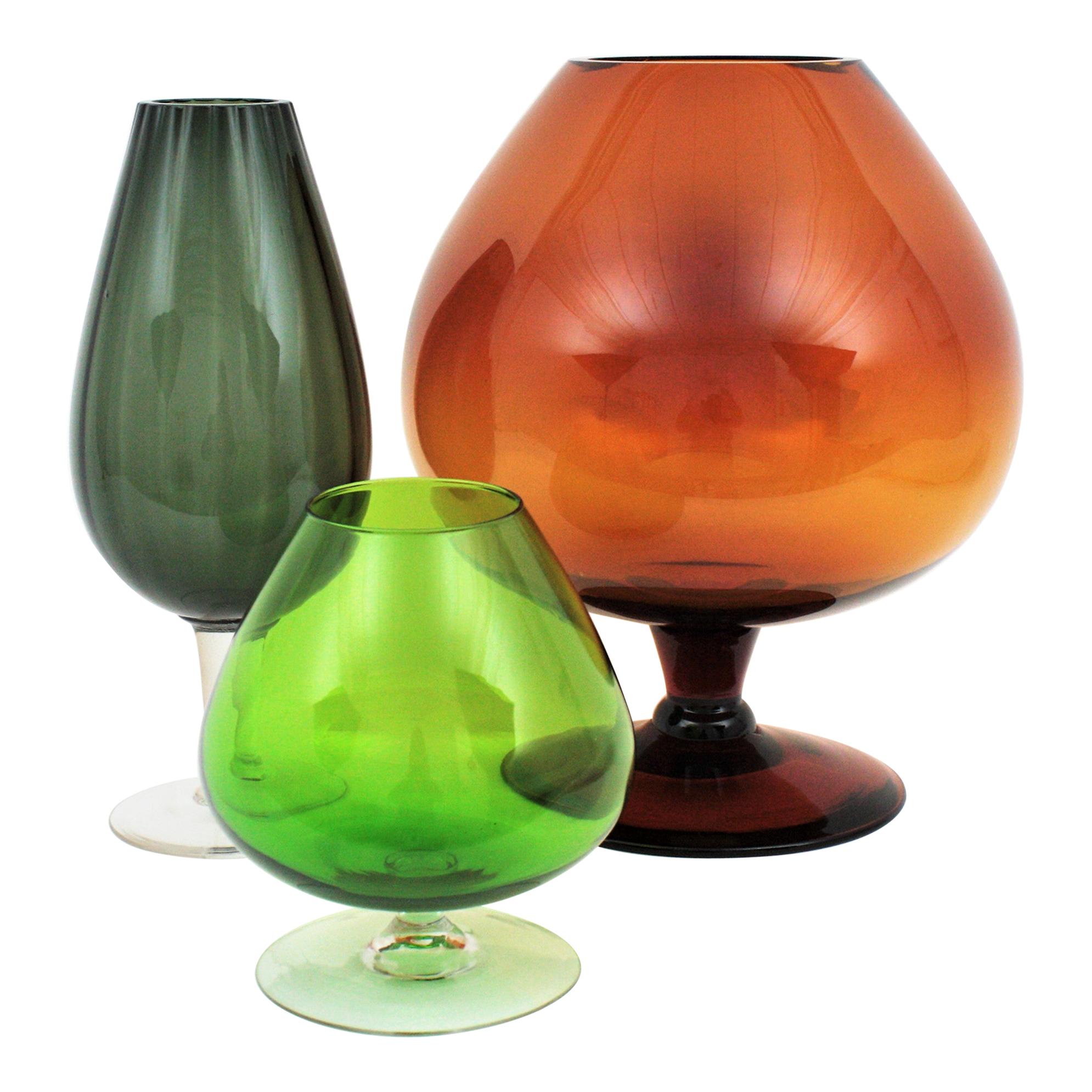 Verres à cocktail surdimensionnés Midcentury, ensemble de trois