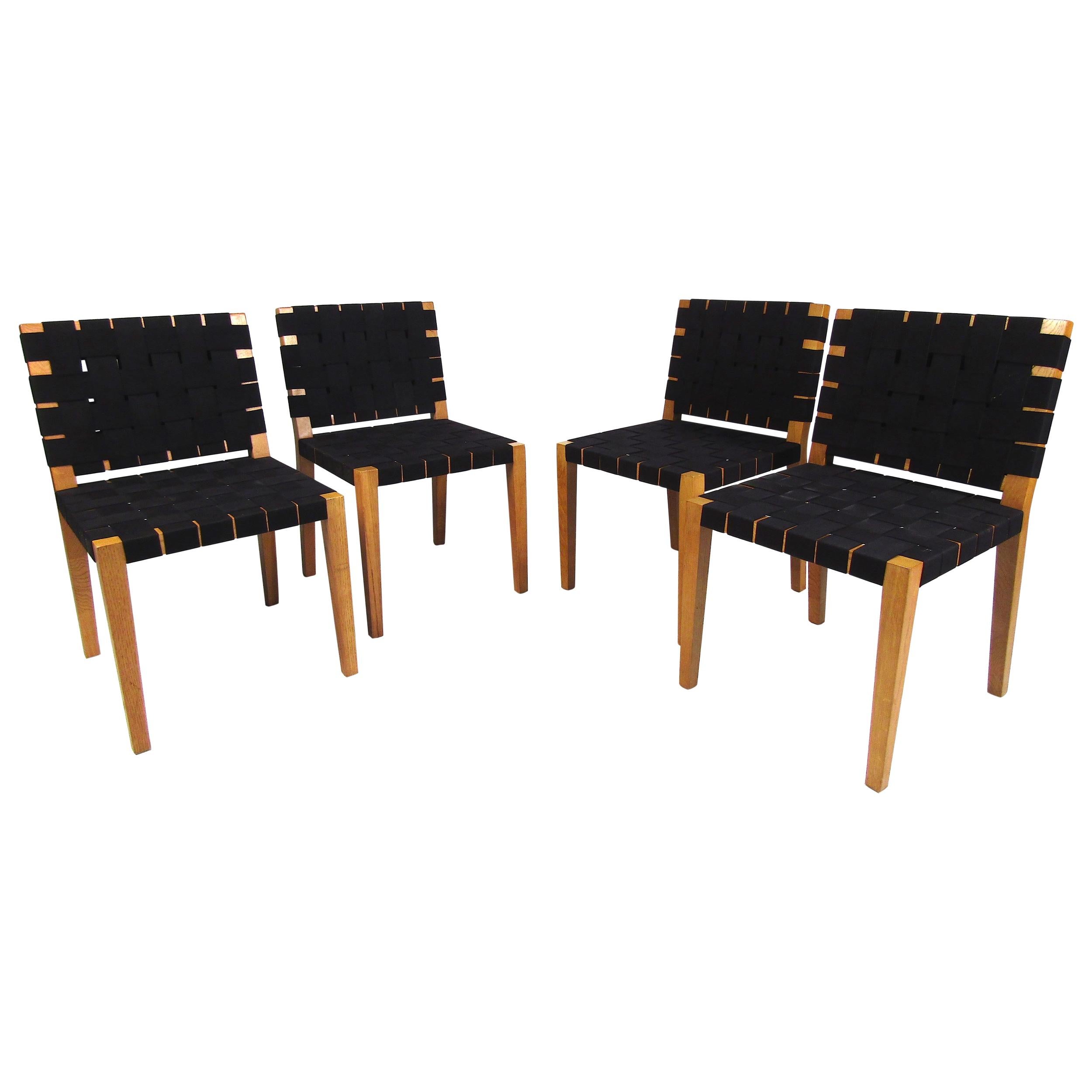 Set of Midcentury Fabric Weave Chairs