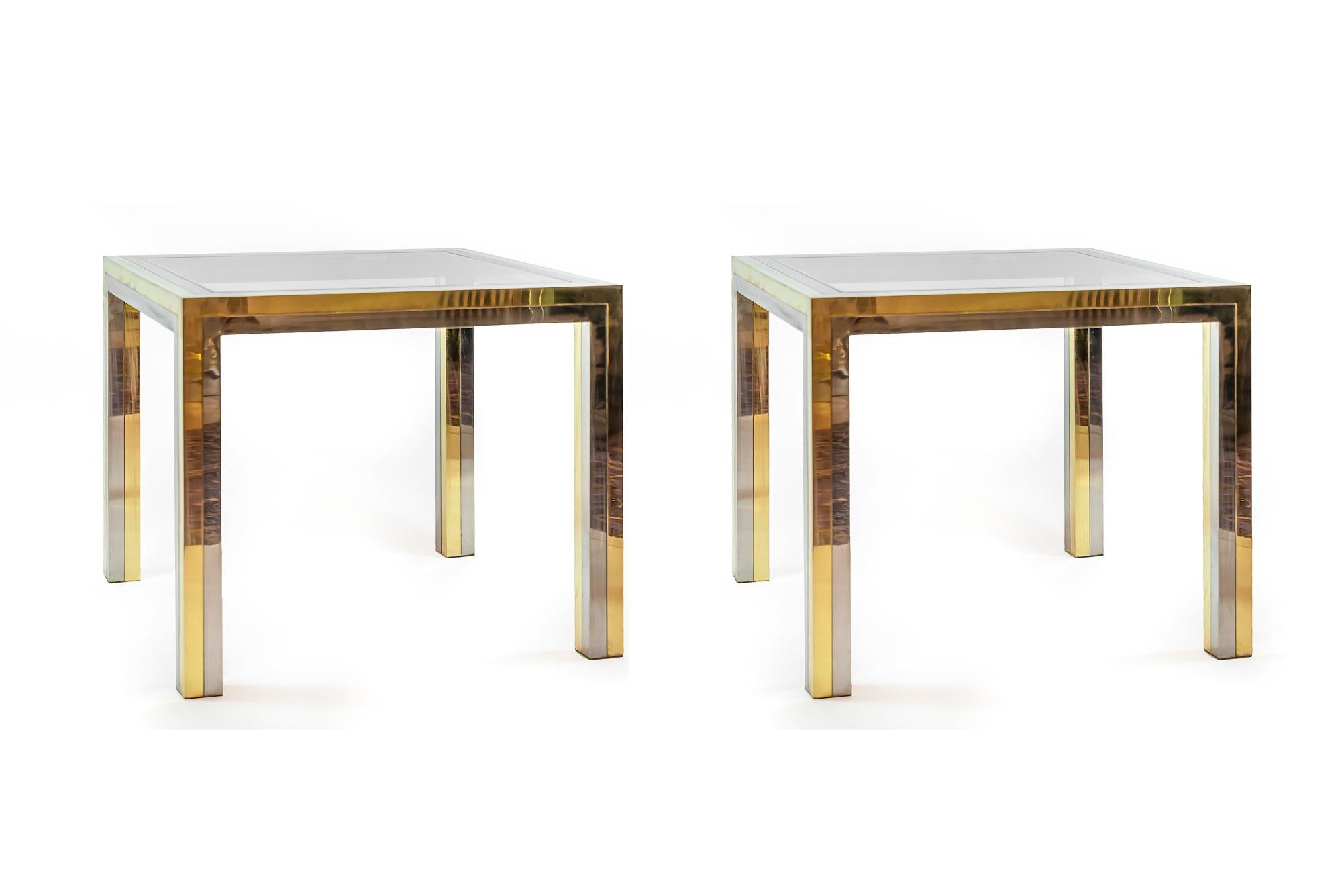 Set of Midcentury Italian Brass and Chrome Console and Side Tables by Romeo Rega 1