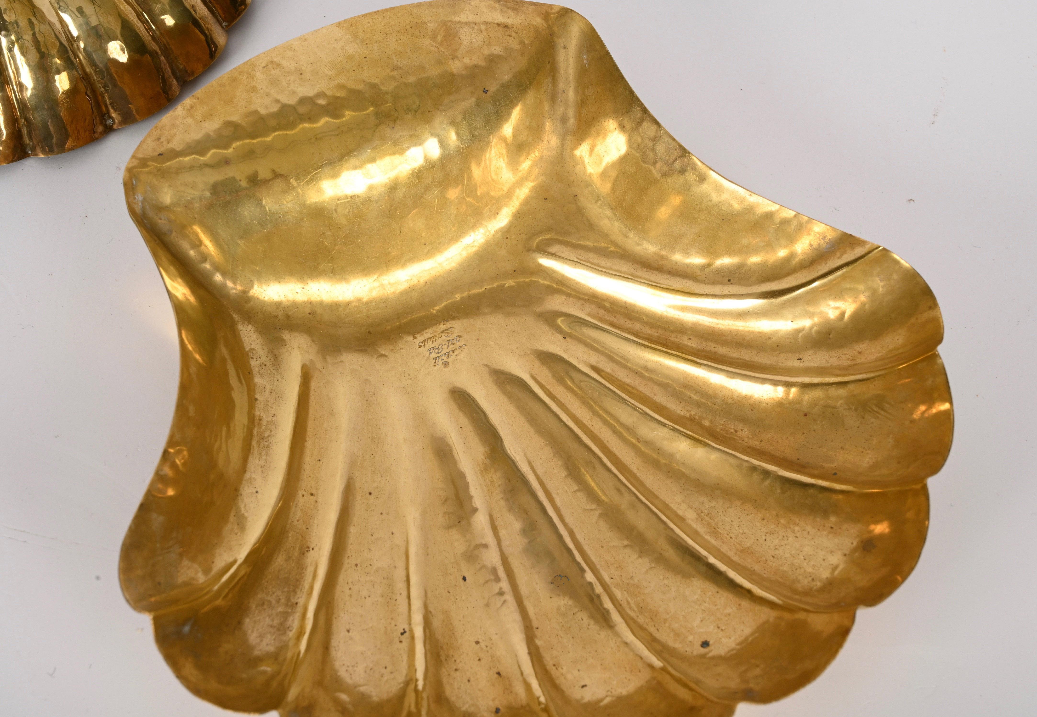 Ensemble de bols en forme de coquille en laiton faits à la main pour Metal Art, Italie du milieu du siècle, années 1970 en vente 8