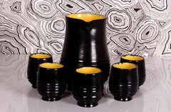 Set aus Grottaglie-Getränke-Set aus Italien, Mitte des Jahrhunderts, Krug + 5 Tassen, Kunsttöpferwaren