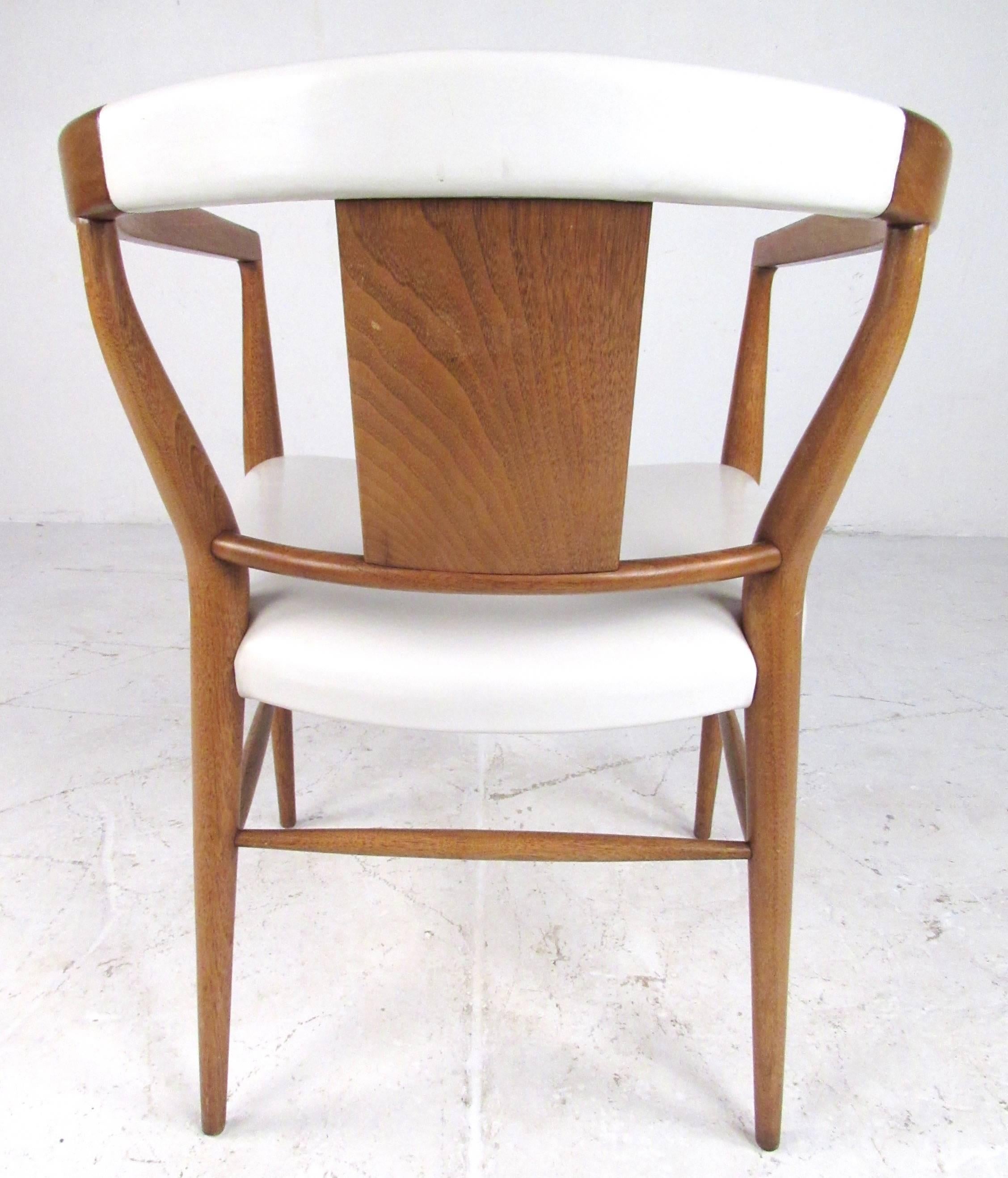 Animal Skin Set of Midcentury Leather Dining Chairs by Heritage Henredon