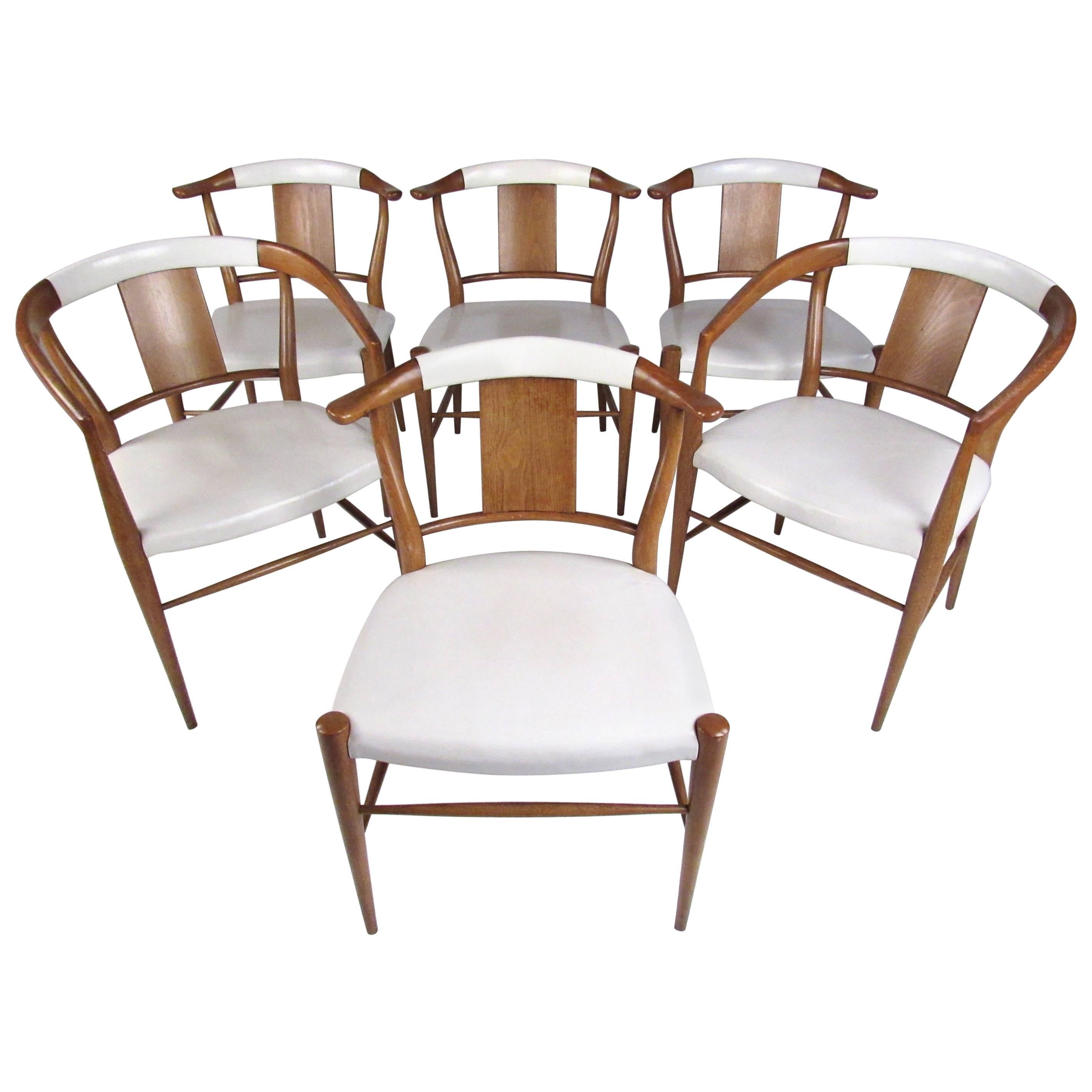 Set of Midcentury Leather Dining Chairs by Heritage Henredon