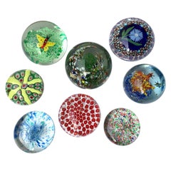 Vintage Set of Midcentury Murano Glass Italian Millefiori Collection Paperweight, 1980s