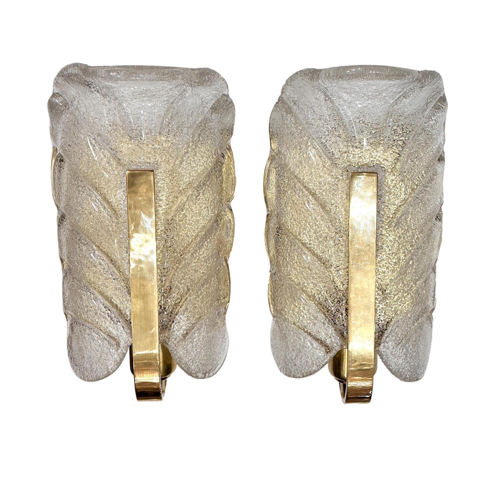 Set of Midcentury Murano Glass Sconces, Sold per Pair In Good Condition For Sale In New York, NY