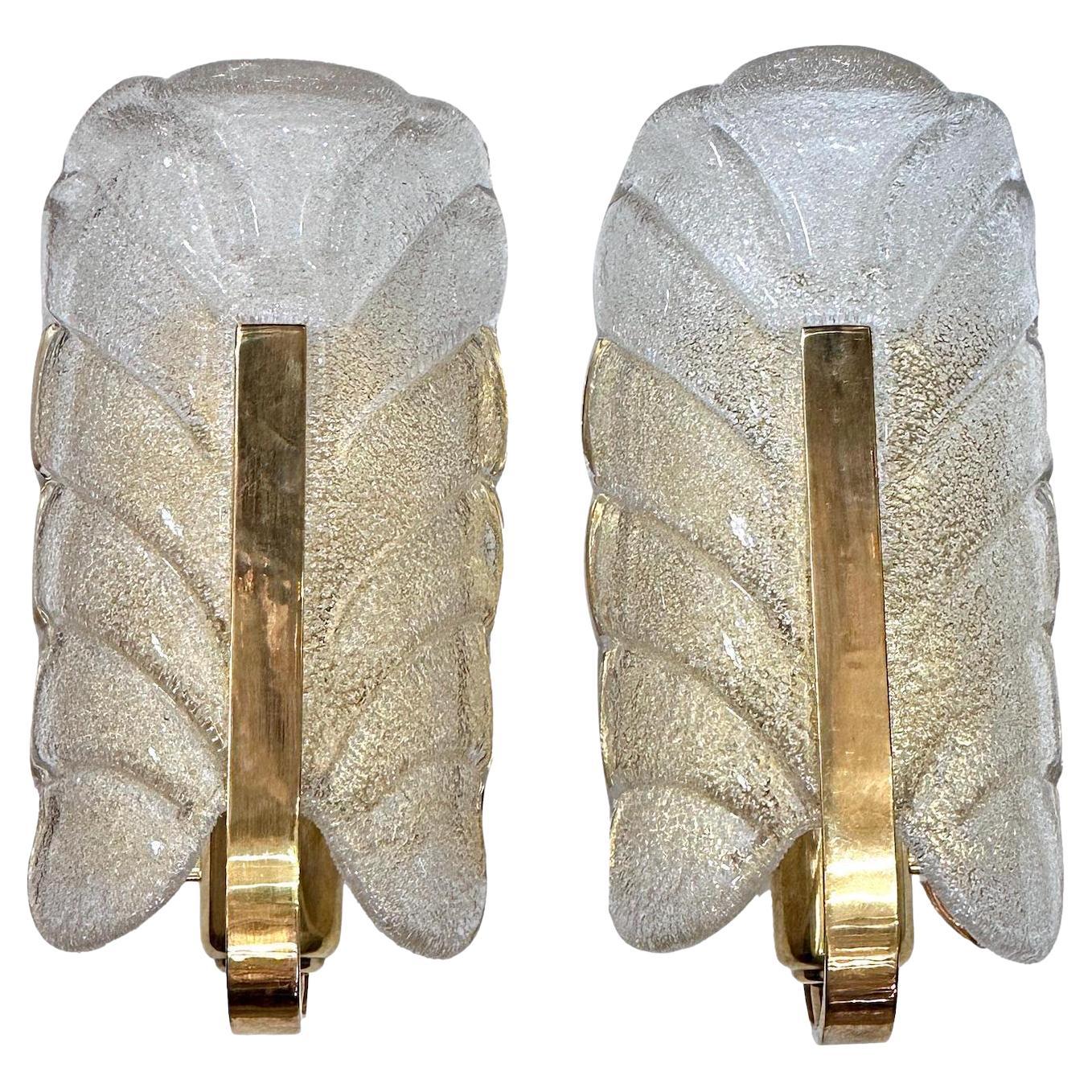 Set of Midcentury Murano Glass Sconces, Sold per Pair