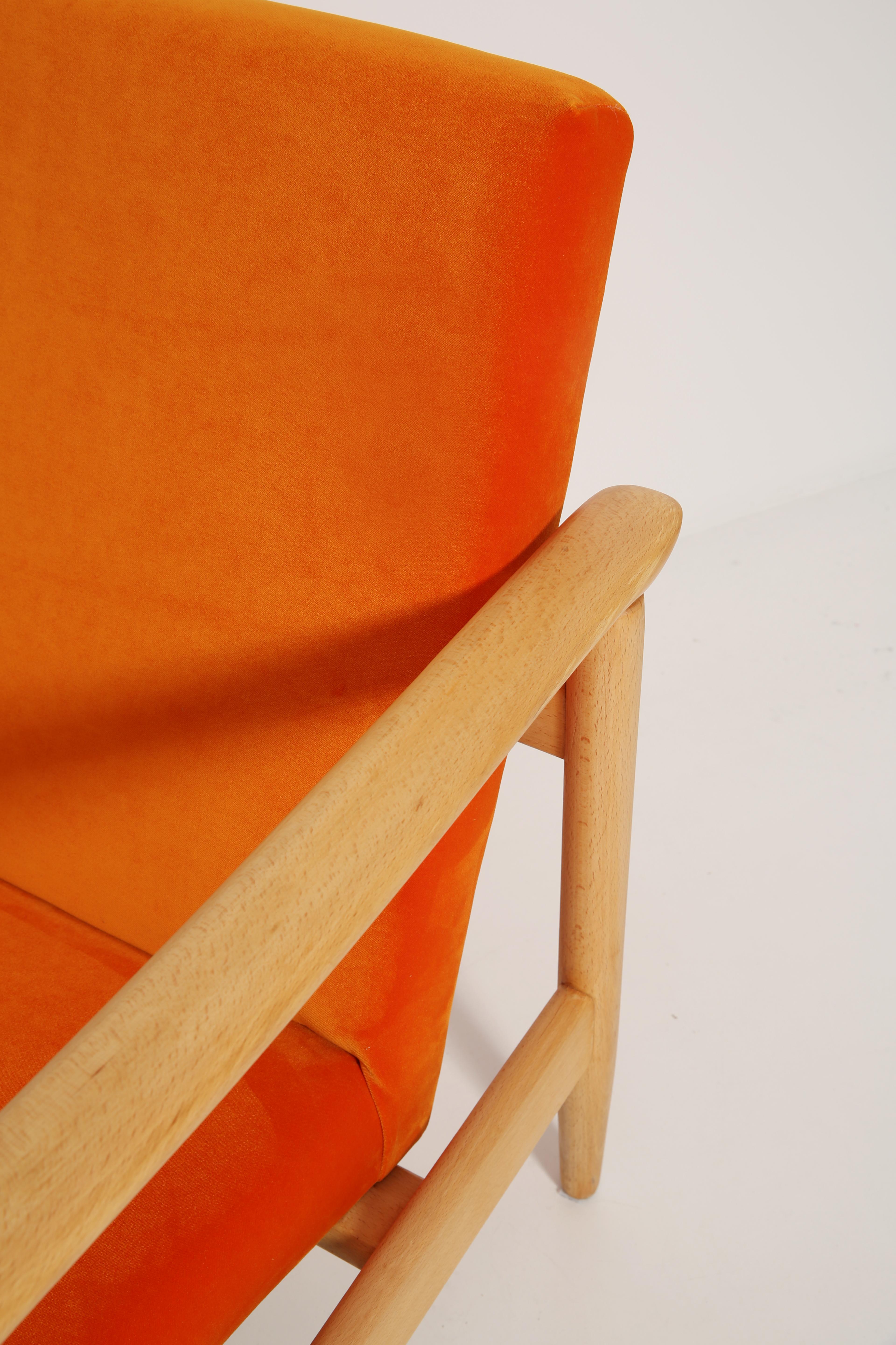 Set of Midcentury Orange Velvet Armchairs and Stools, Edmund Homa, Europe, 1960s For Sale 6