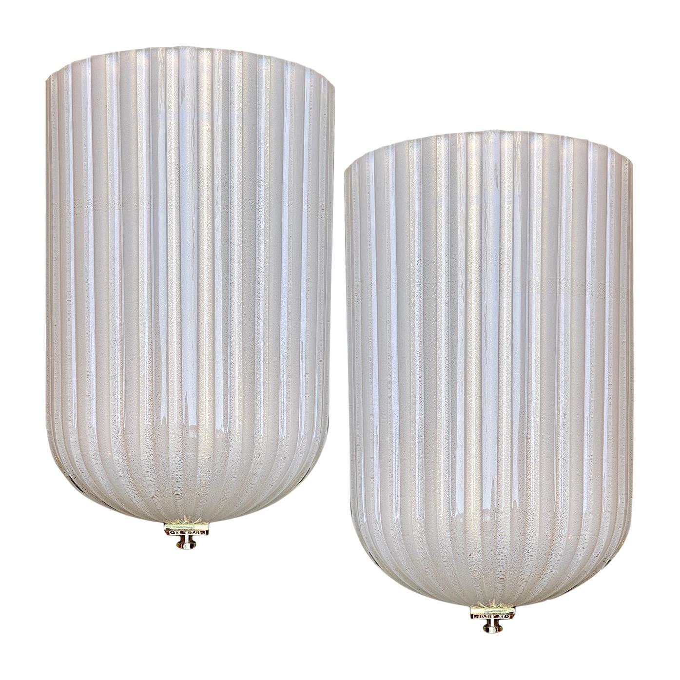 Set of Mid Century Seguso Glass Sconces, Sold Per Pair For Sale