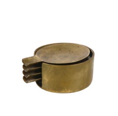 Set of Midcentury Stackable Solid Brass Austrian Ashtrays After Adnet, 1950s
