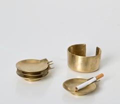 Set of Midcentury Stackable Solid Brass Austrian Ashtrays After Adnet, 1950s