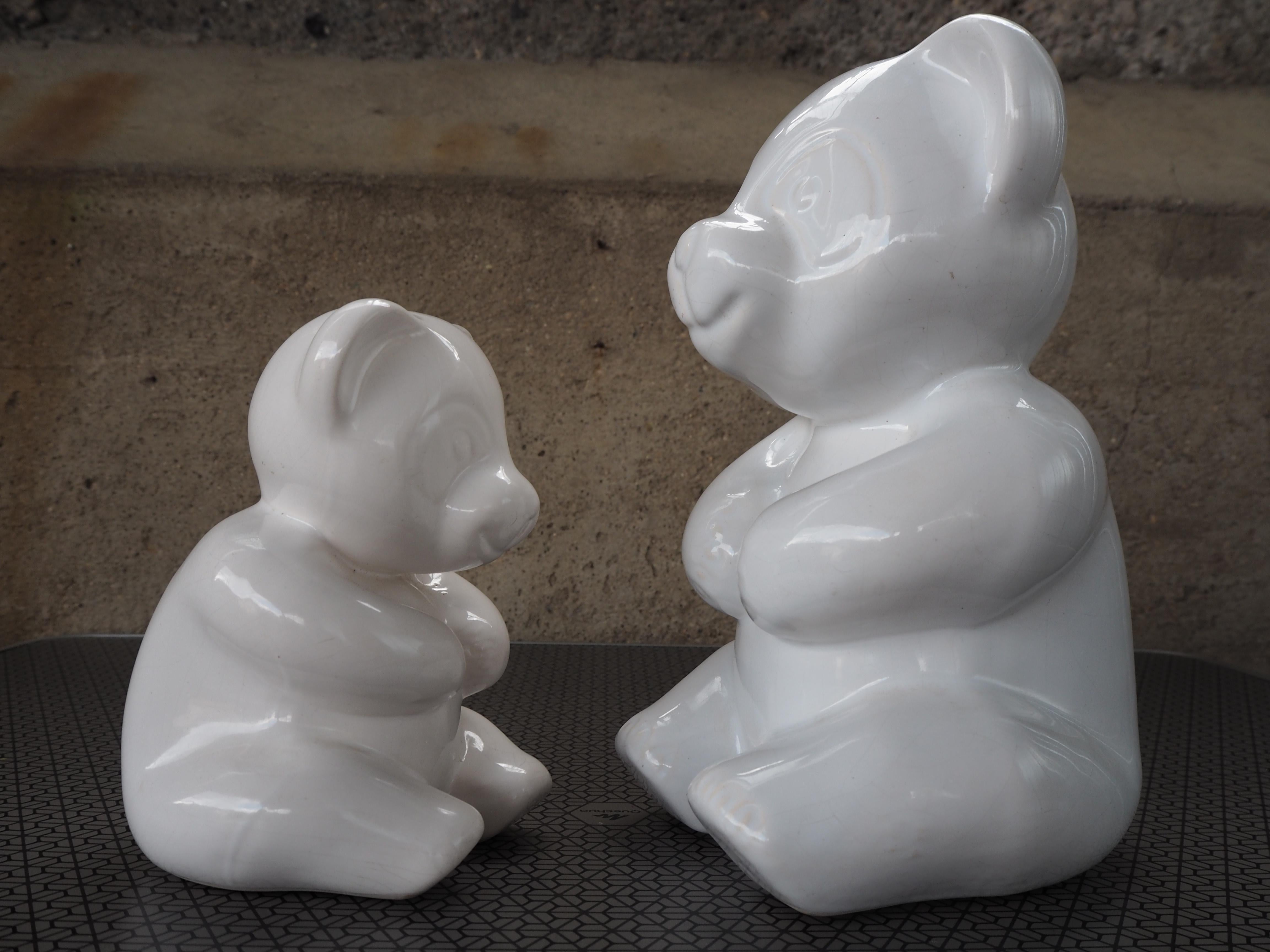 Set of Midcentury Table Sculpture Ceramic Pandas, 1970s For Sale 7