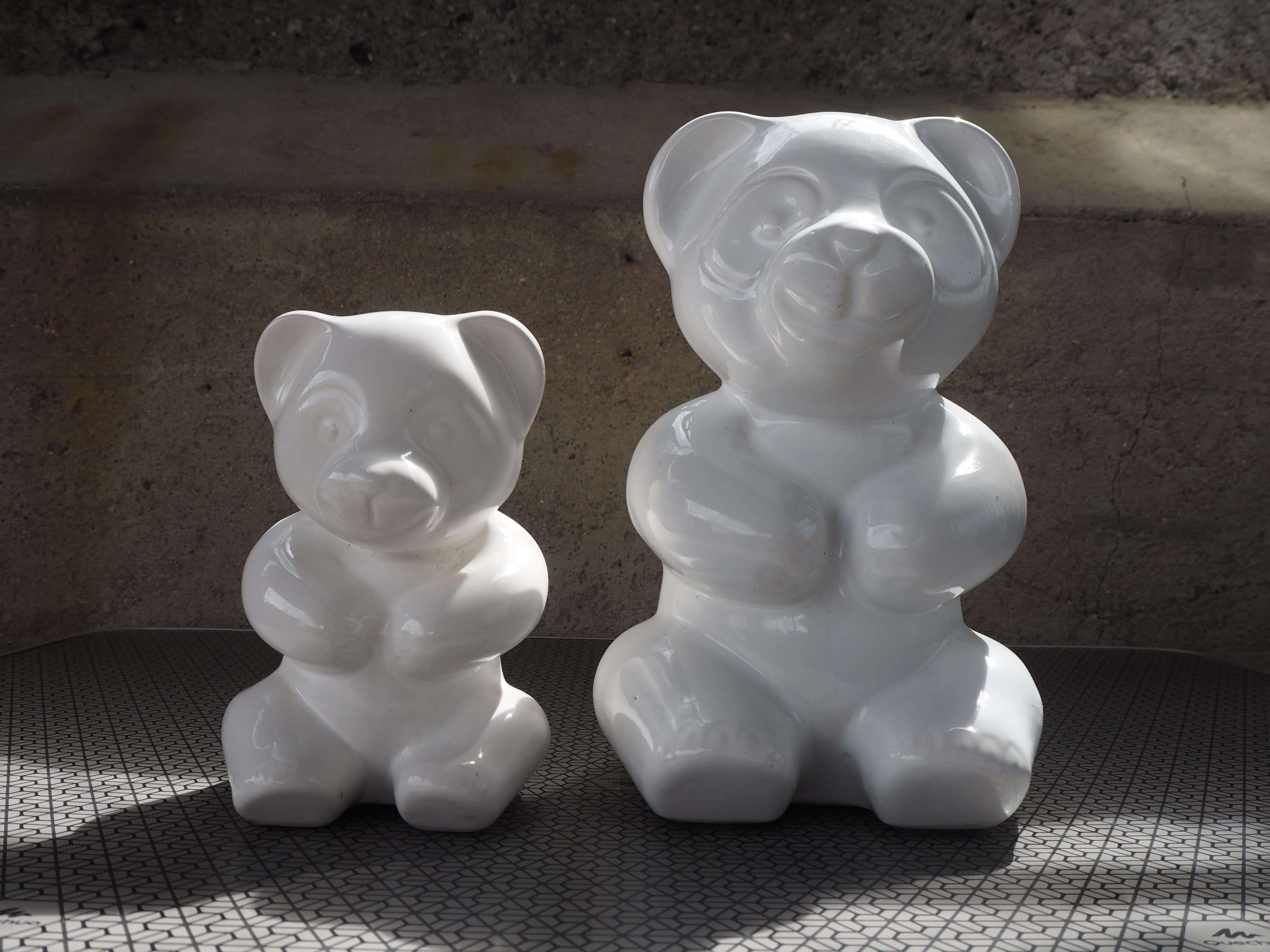 Mid-Century Modern Set of Midcentury Table Sculpture Ceramic Pandas, 1970s For Sale