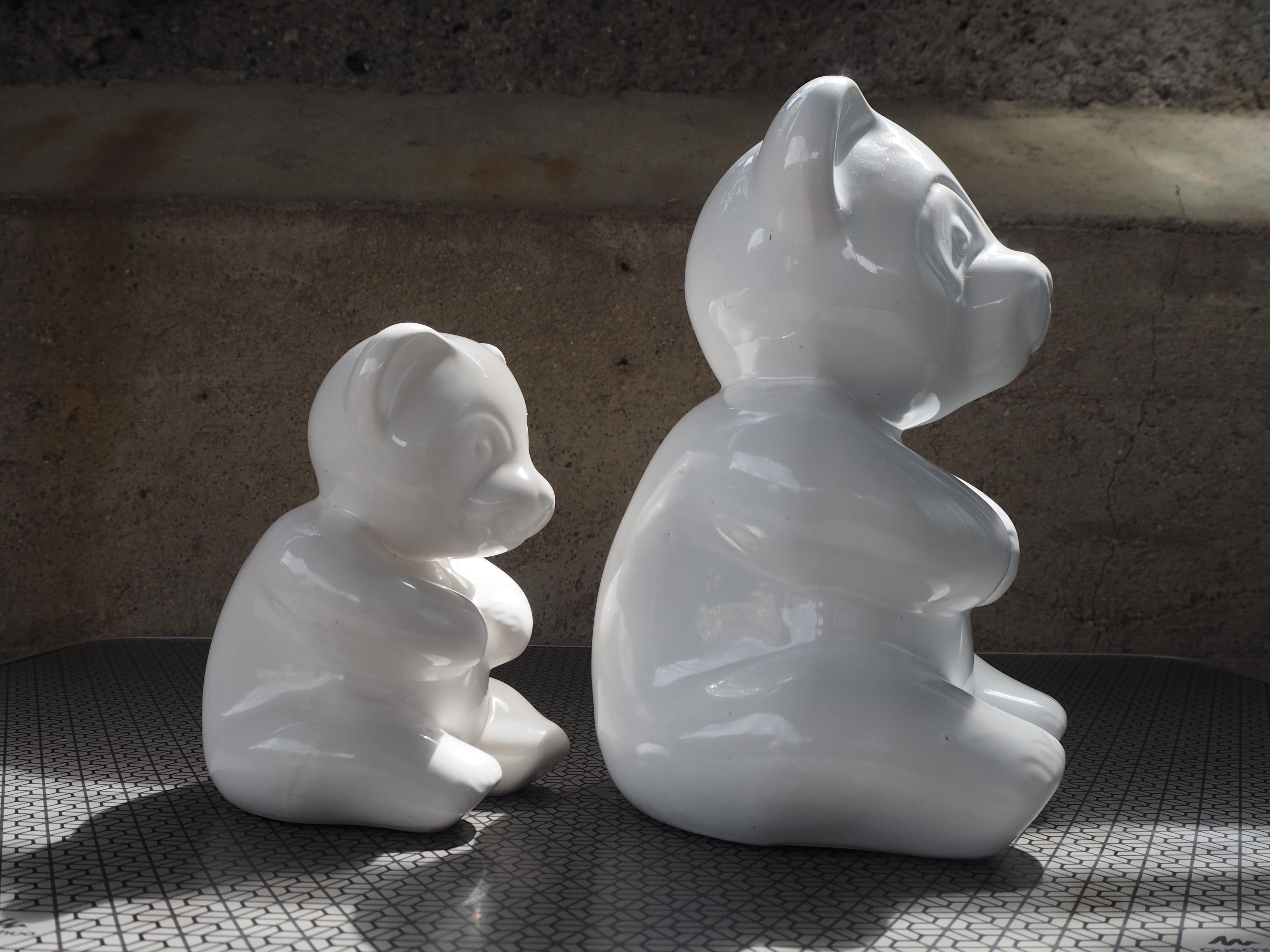 Czech Set of Midcentury Table Sculpture Ceramic Pandas, 1970s For Sale