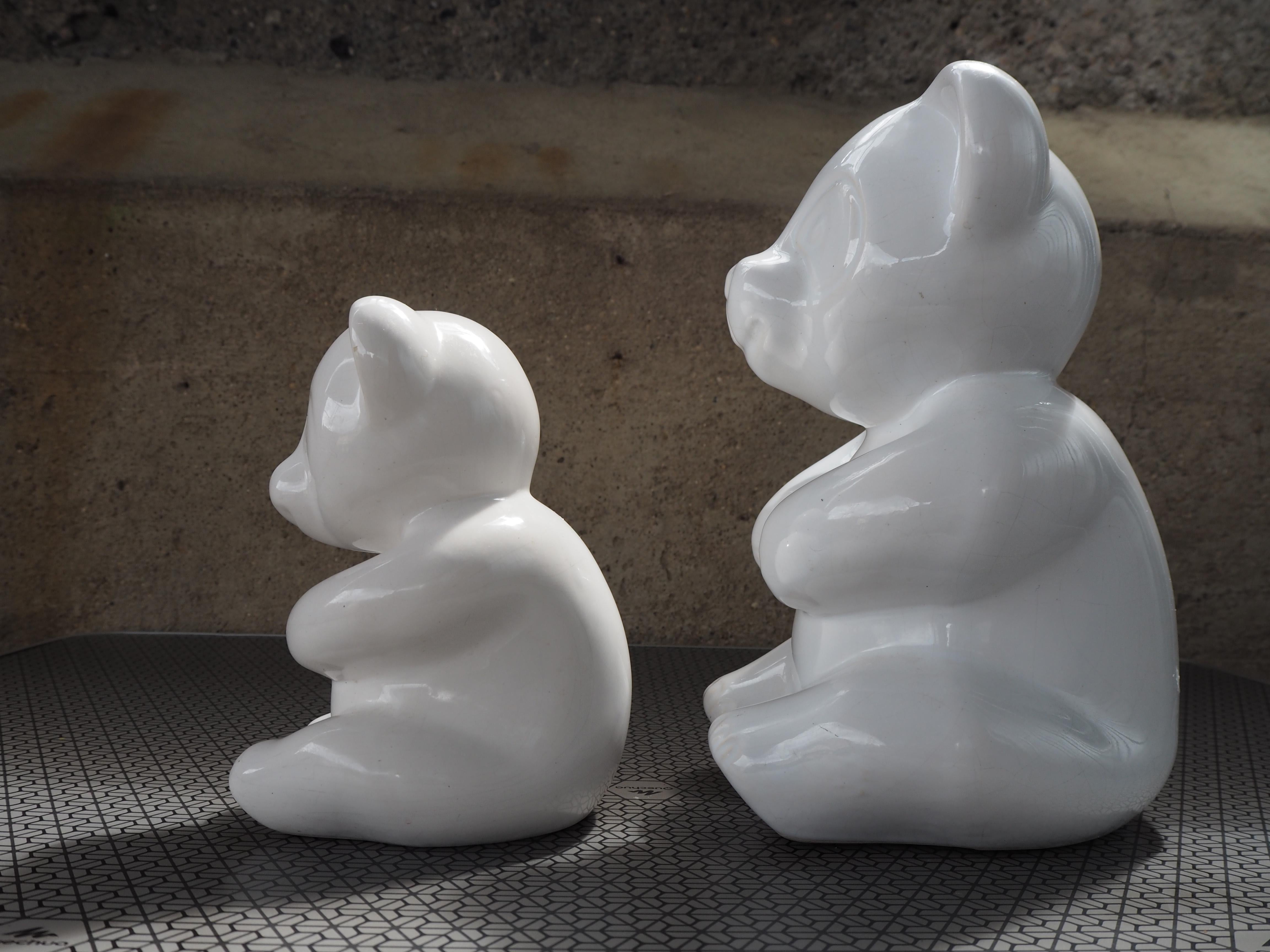 Set of Midcentury Table Sculpture Ceramic Pandas, 1970s In Excellent Condition For Sale In Praha, CZ