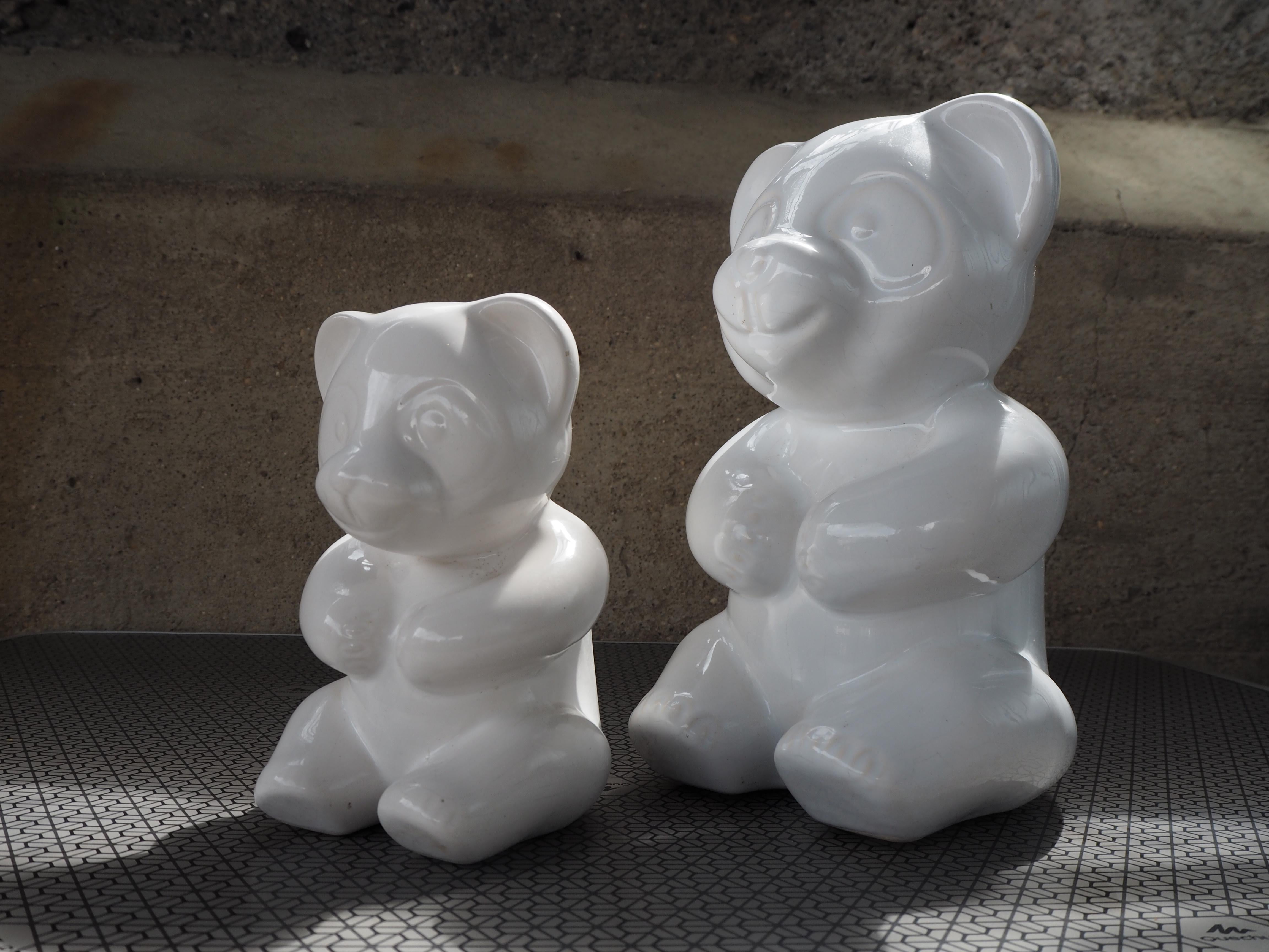 Late 20th Century Set of Midcentury Table Sculpture Ceramic Pandas, 1970s For Sale