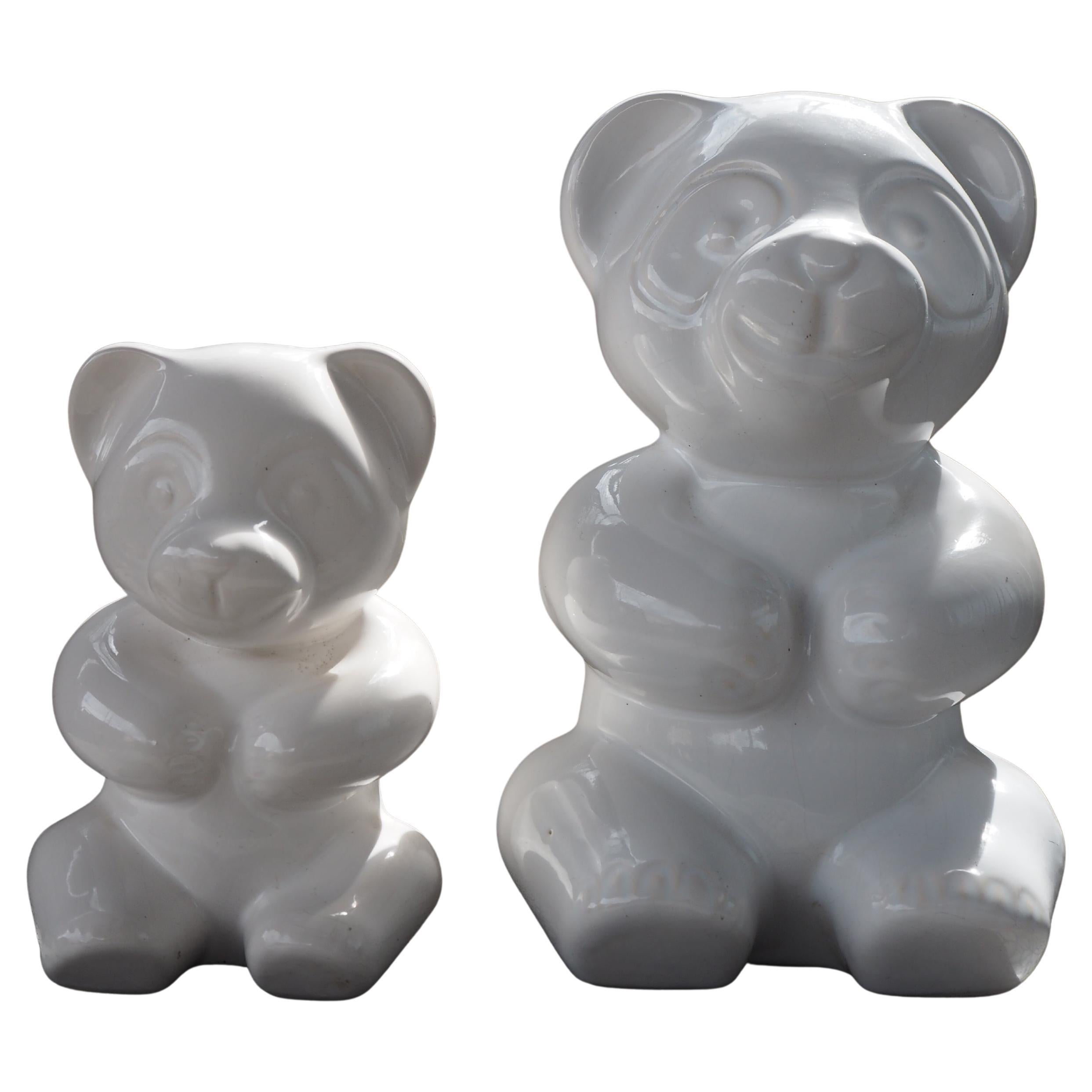 Set of Midcentury Table Sculpture Ceramic Pandas, 1970s For Sale