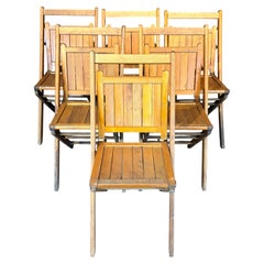 Set of Midcentury Vintage Wooden Stackable Folding Chairs from Maine