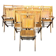 Set of Midcentury Vintage Wooden Stackable Folding Chairs from Maine