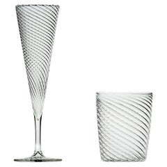 Set of Mille Righe Flutes and Water Glasses for Six