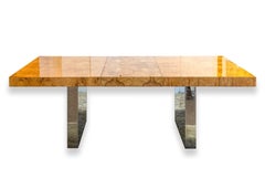 Set of Milo Baughman for Thayer Coggin Burlwood Chrome Credenza and Dining Table