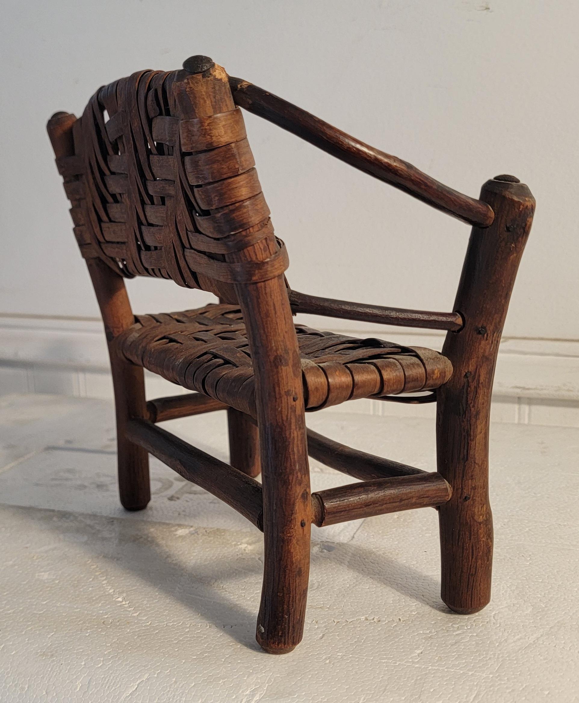 Set of Miniature Hickory Salesman Sample Settee, Chair And Rocker For Sale 6