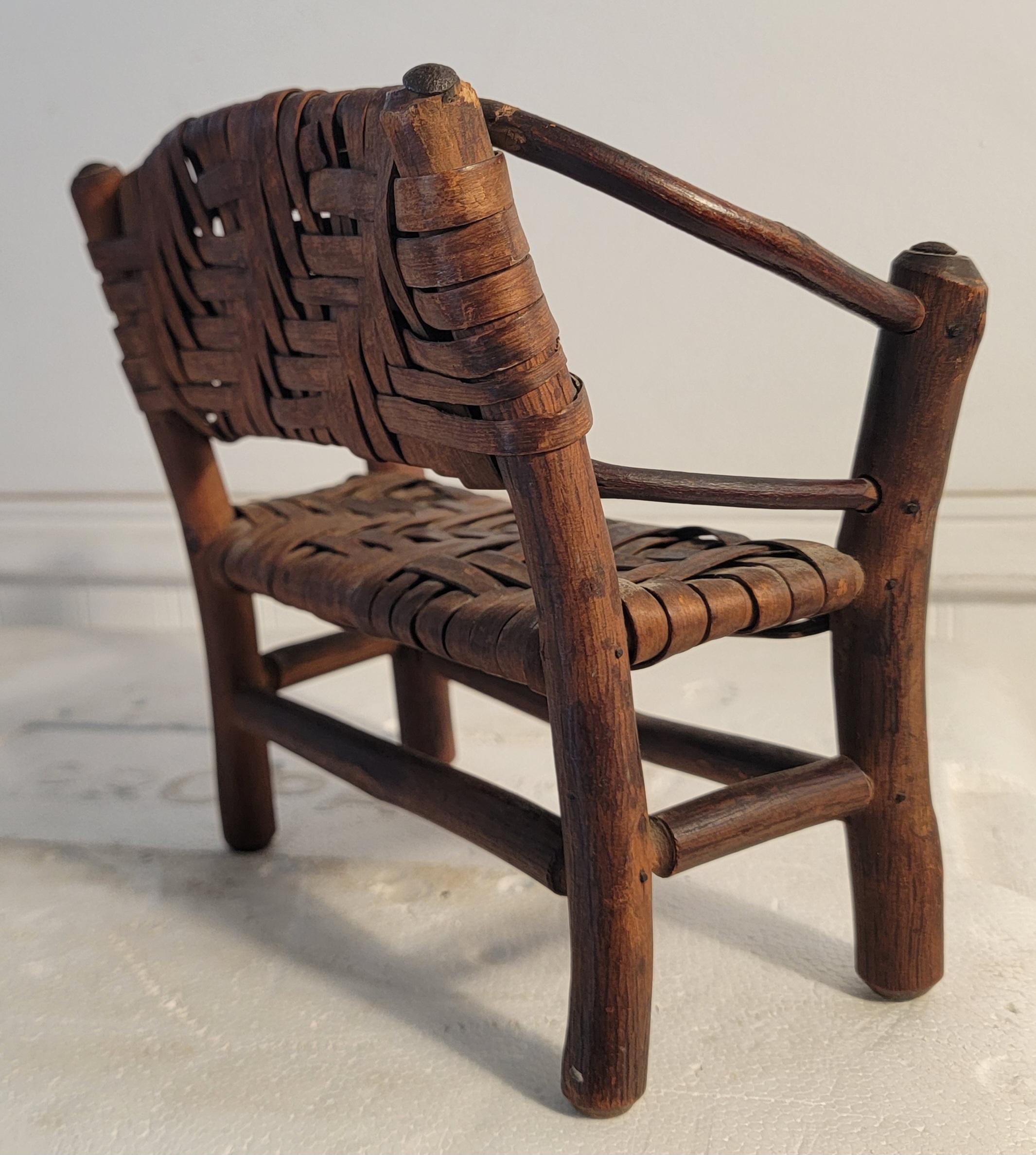 Set of Miniature Hickory Salesman Sample Settee, Chair And Rocker For Sale 8