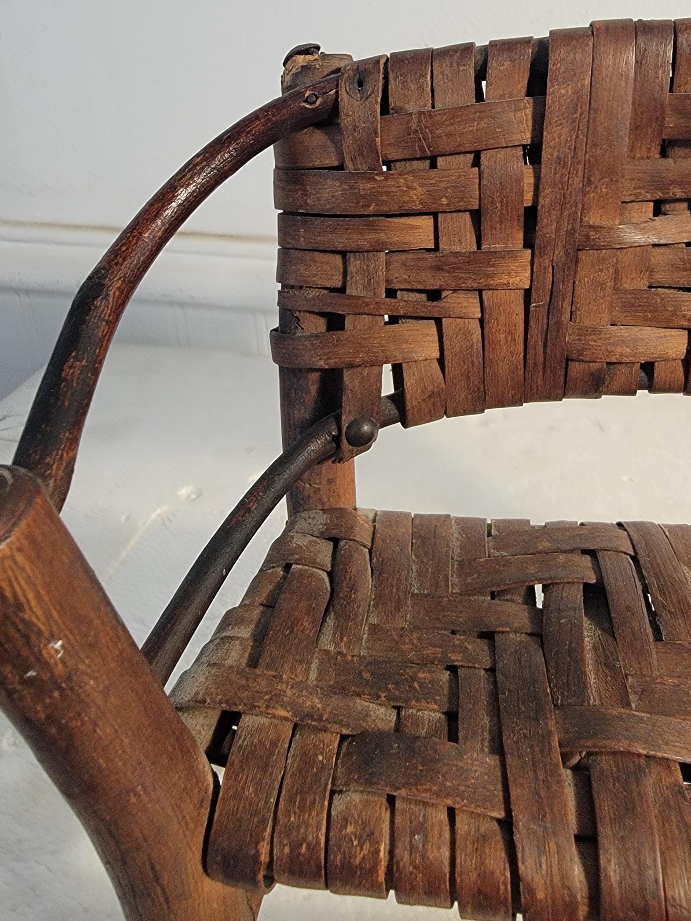 Set of Miniature Hickory Salesman Sample Settee, Chair And Rocker For Sale 11