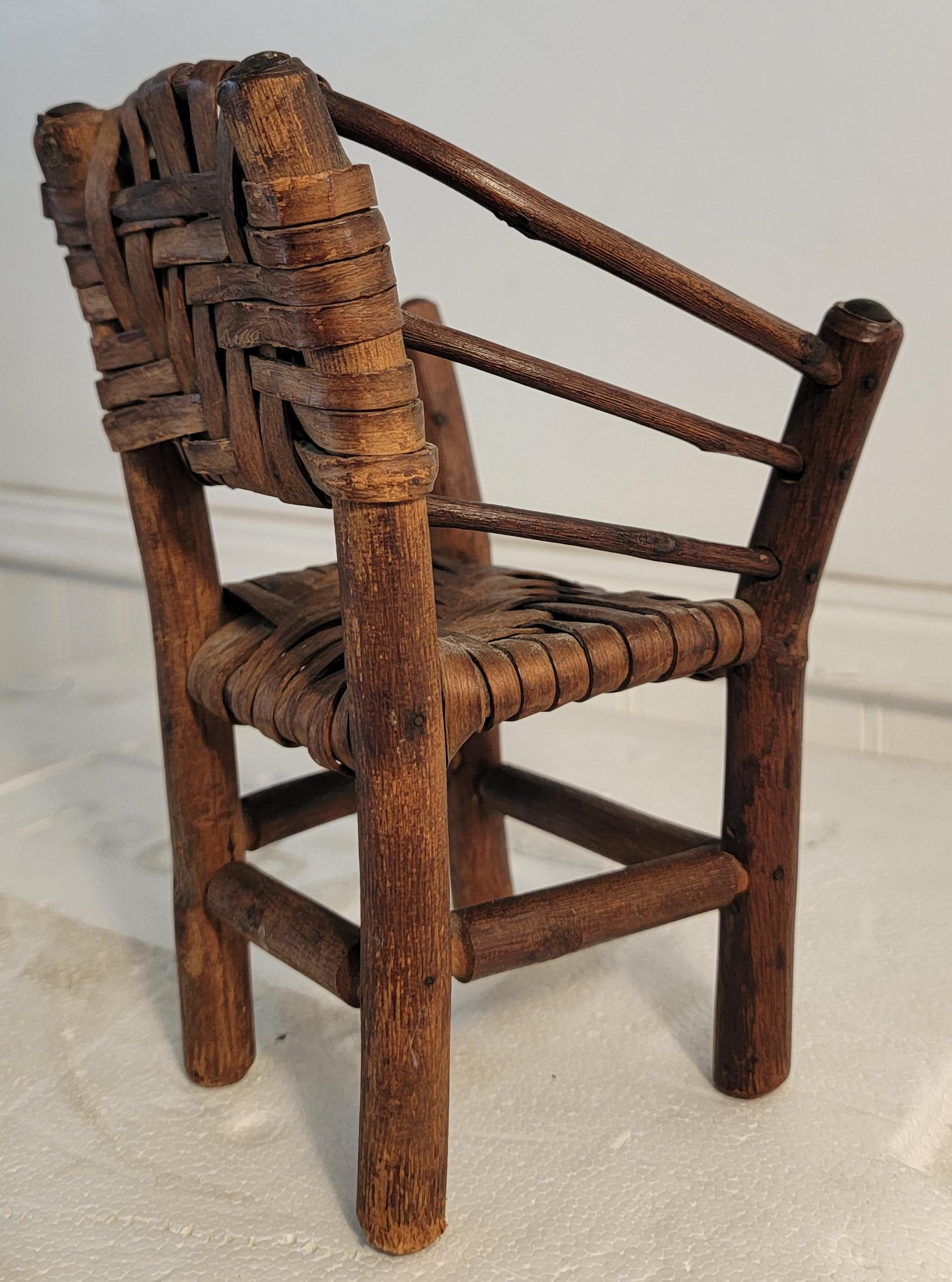 20th Century Set of Miniature Hickory Salesman Sample Settee, Chair And Rocker For Sale