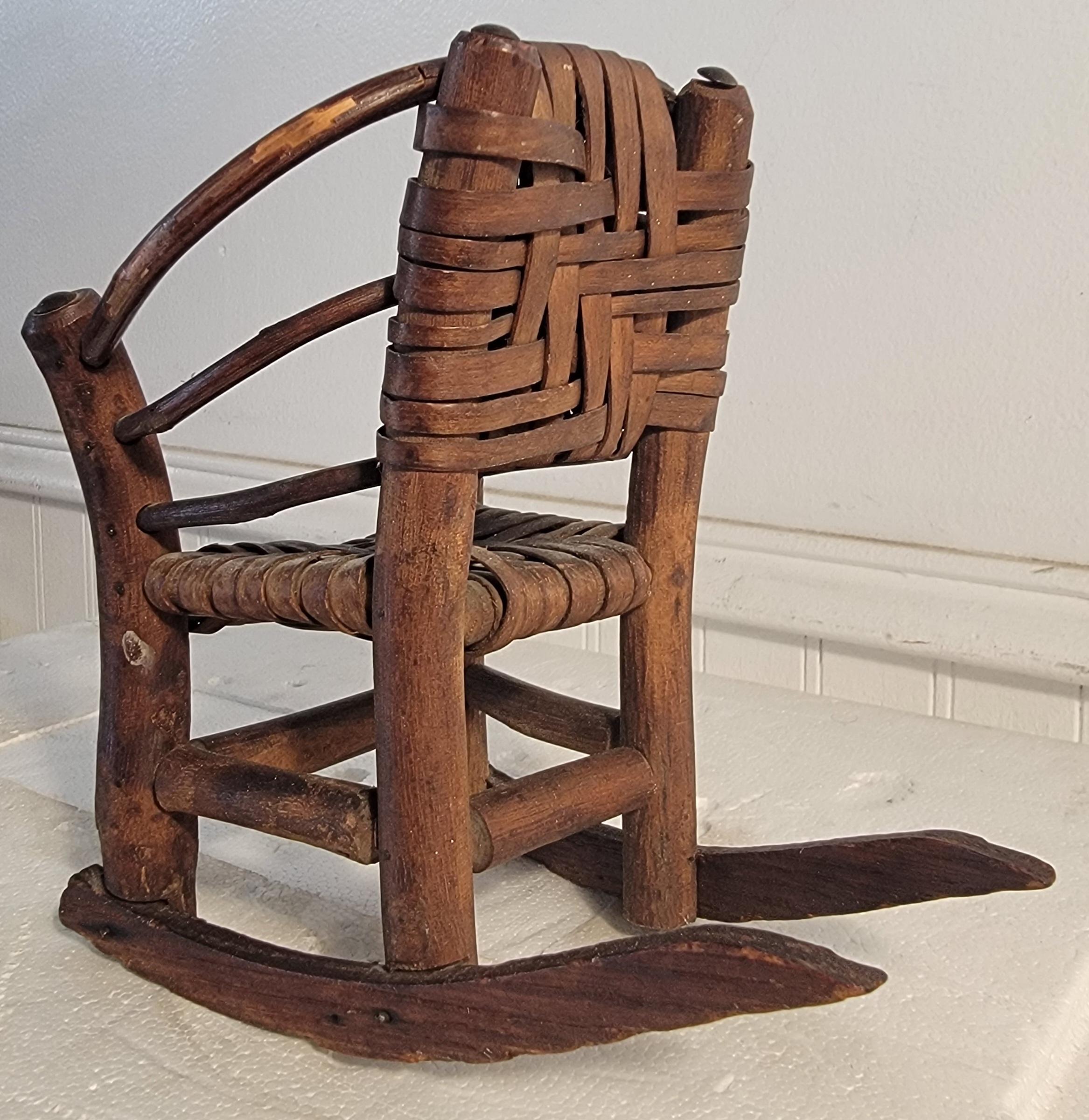 Wood Set of Miniature Hickory Salesman Sample Settee, Chair And Rocker For Sale
