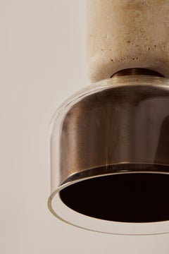 Minimalistische italienische Pendelleuchte 'Andromeda' von E. ELizarova aus Travertin