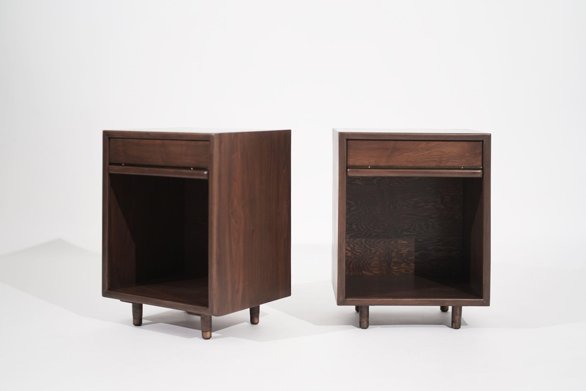 American Set of Minimalist Walnut End Tables, C. 1950s For Sale