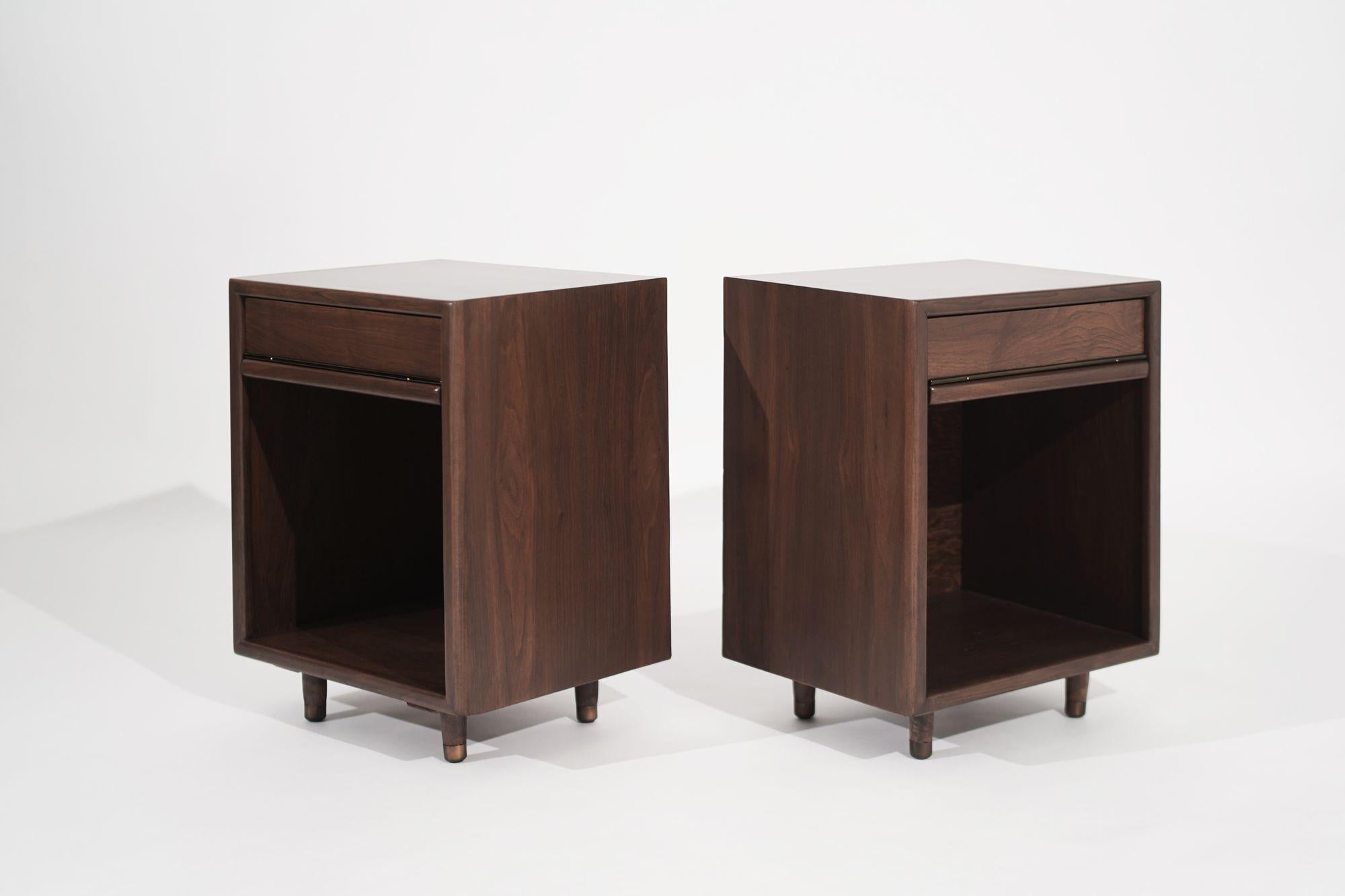 Set of Minimalist Walnut End Tables, C. 1950s In Excellent Condition For Sale In Westport, CT