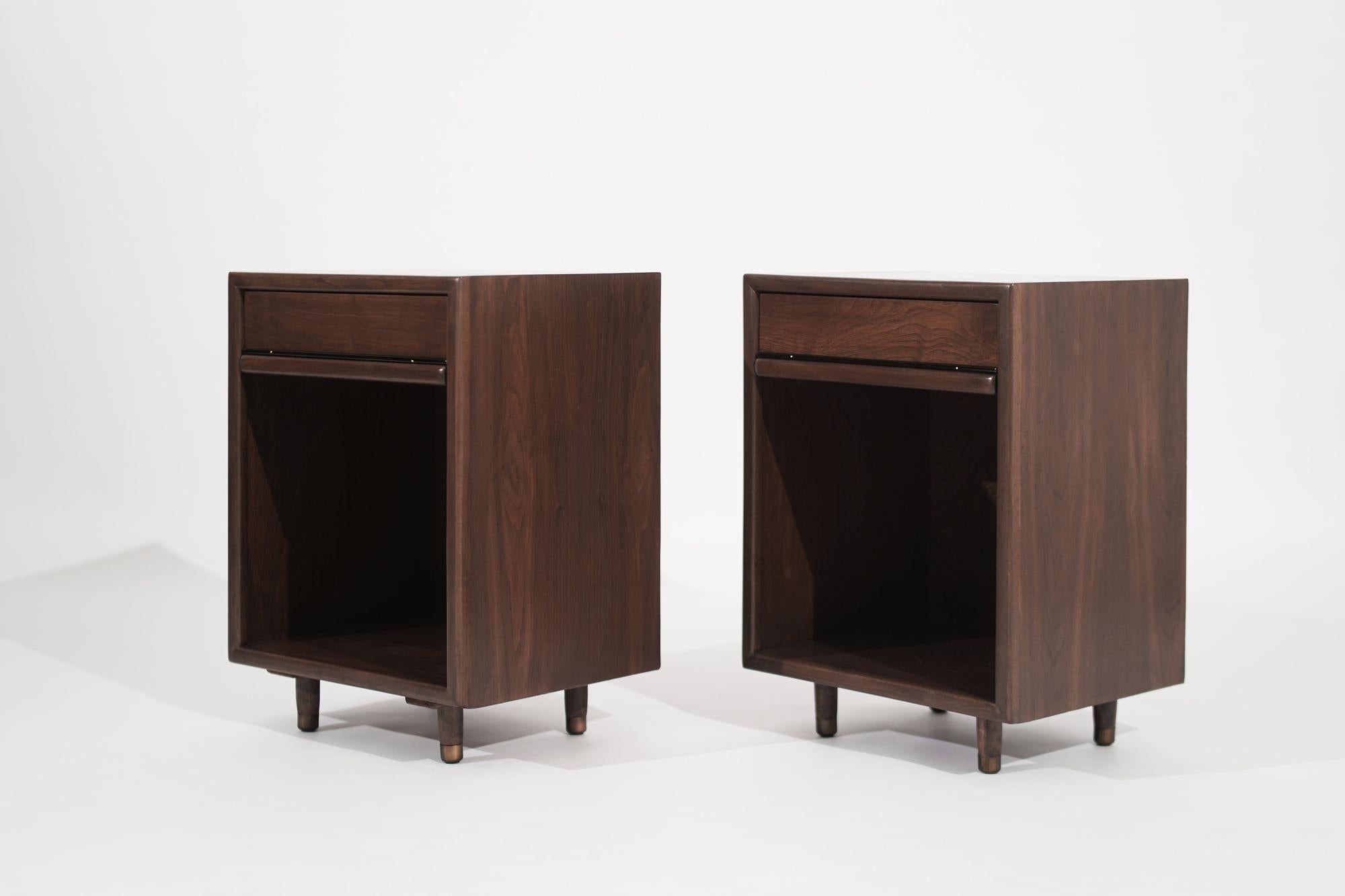 20th Century Set of Minimalist Walnut End Tables, C. 1950s For Sale