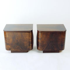 Set Of Minimalistic Art Deco Bedside Tables, Czechoslovakia 1950s