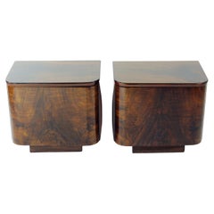 Ensemble de tables de chevet Art déco minimaliste, Tchécoslovaquie, années 1950