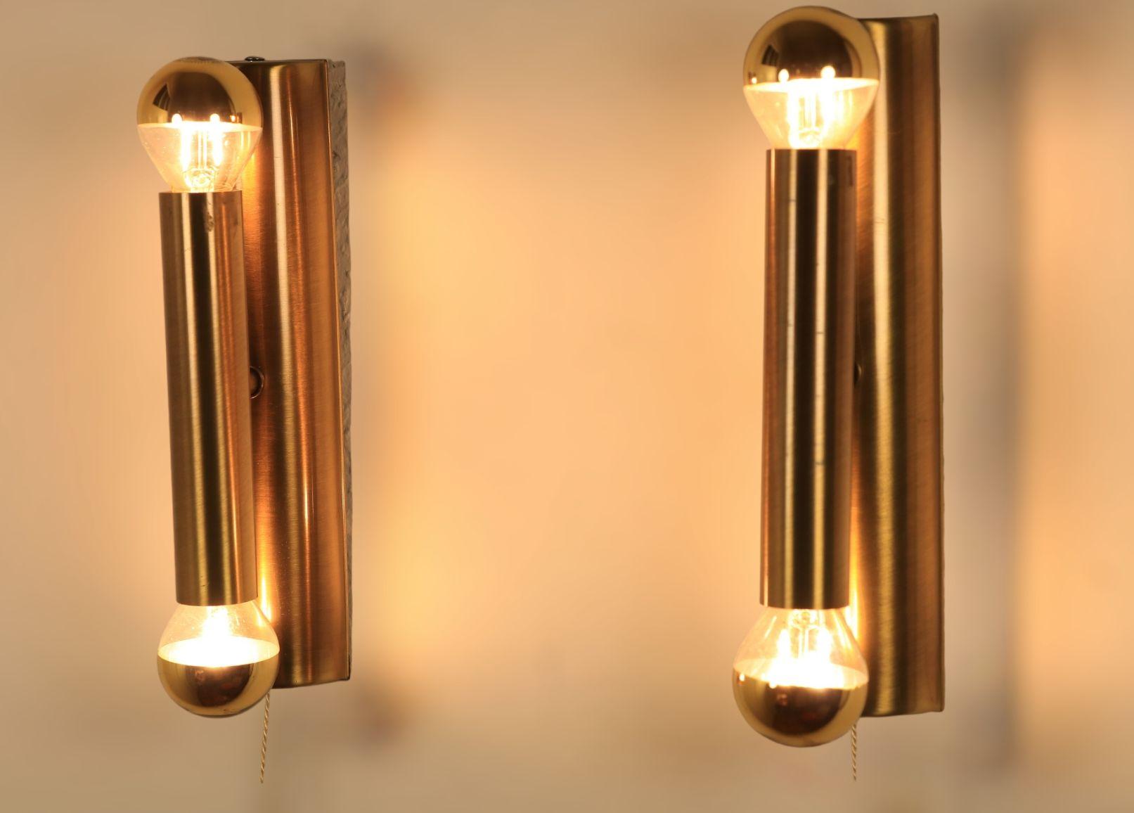 Set of Minimalistic Brass Wall Lights, 1980s For Sale 2