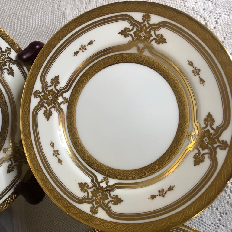 Gilt Set of Minton Made for Tiffany & Co. Plates with 12 Luncheon and 12 Bread Plates