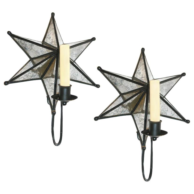 Set of Mirror Star Shaped Sconces, Sold in Pairs For Sale