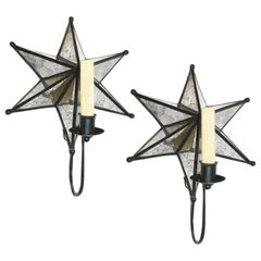 Set of Mirror Star Shaped Sconces, Sold in Pairs