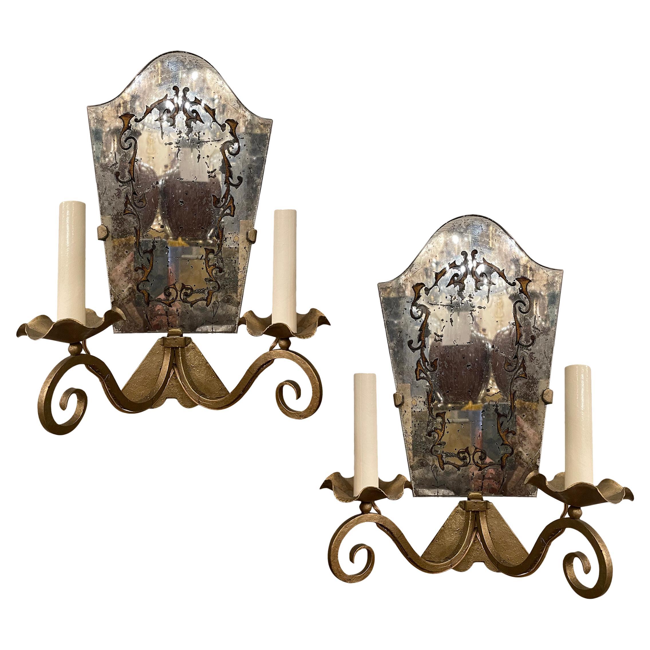 Set of Mirrored Sconces, Sold Individually