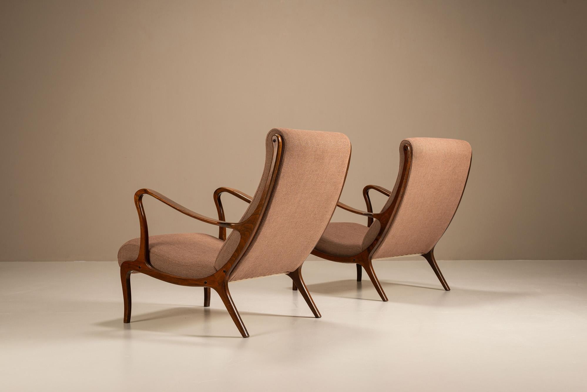 Set of 'Mitzi' Arm Chairs by Ezio Longhi, Italy 1950s Bon état - En vente à Hellouw, NL