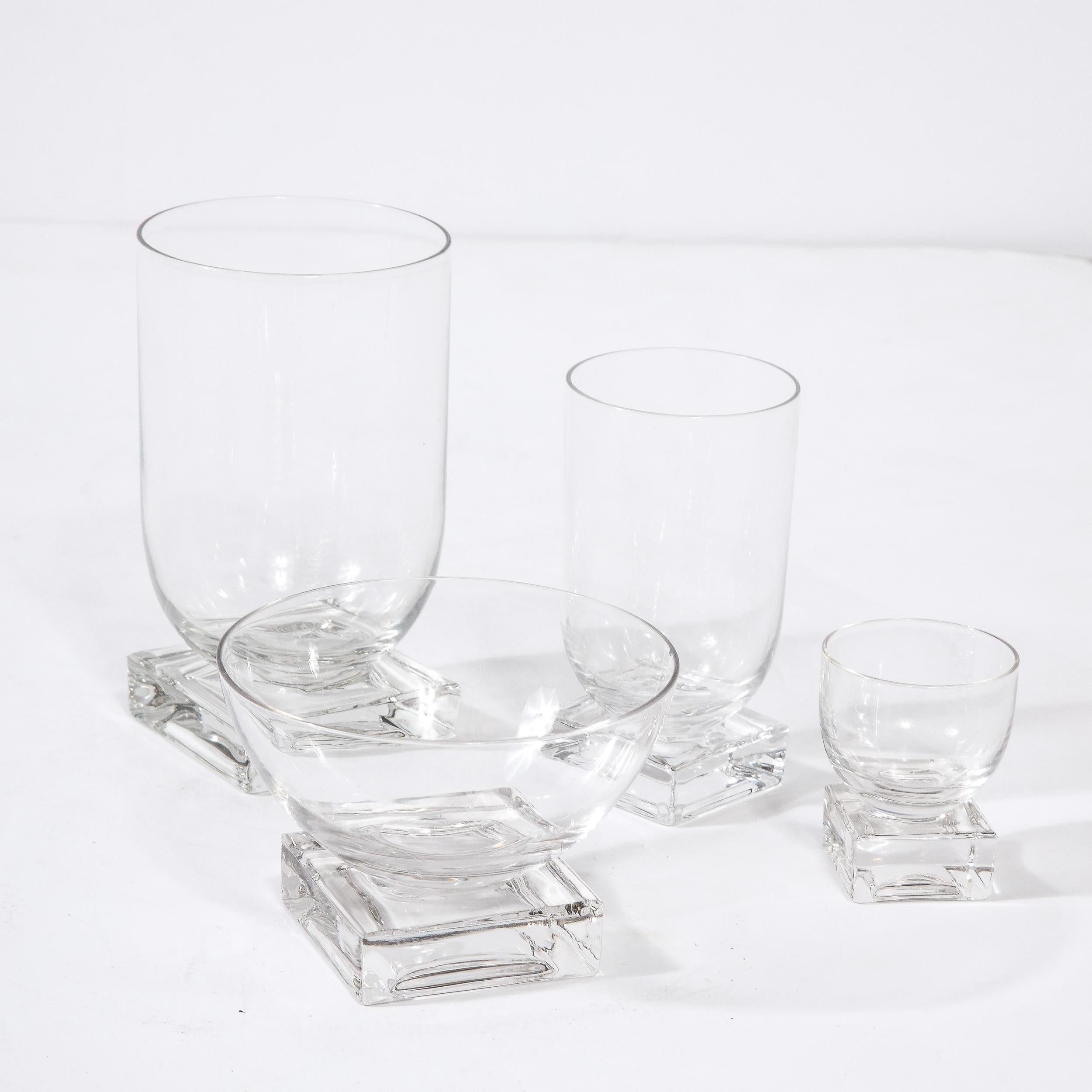 Set of Mixed Art Deco Bar Glasses with Rectilinear Plinth Bases For Sale 12